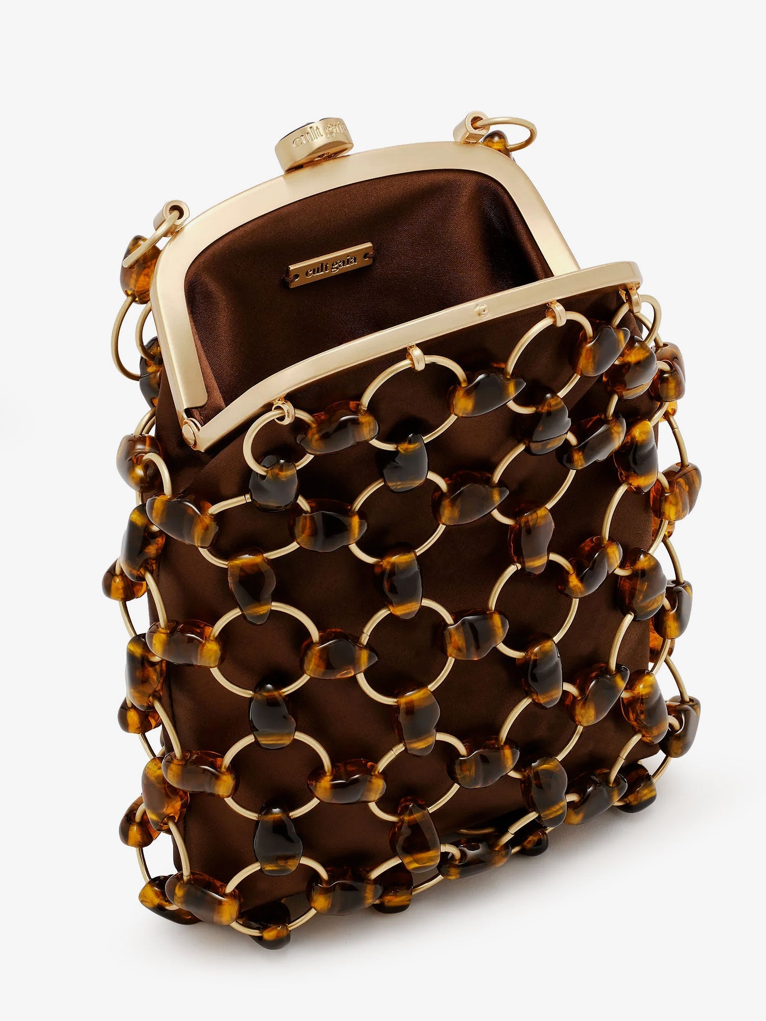 Cult Gaia Women Brielle Wristlet Leather Handbag With All-Over Pearl Detail CULT GAIA