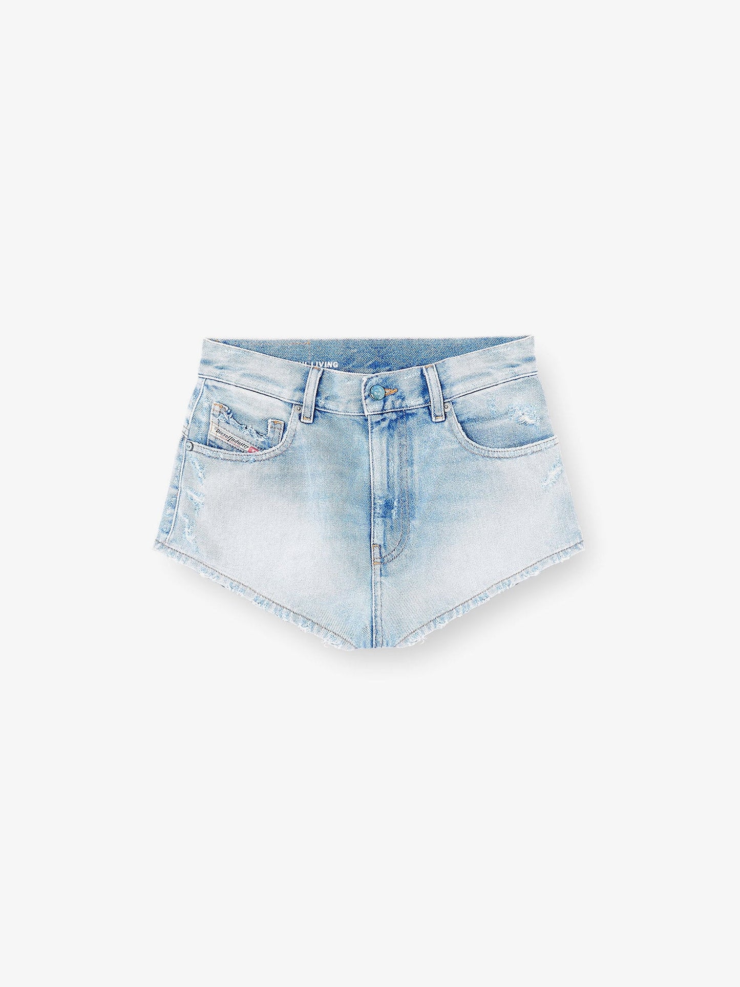 Diesel Women Blue Denim Shorts With Destroyed Effect DIESEL