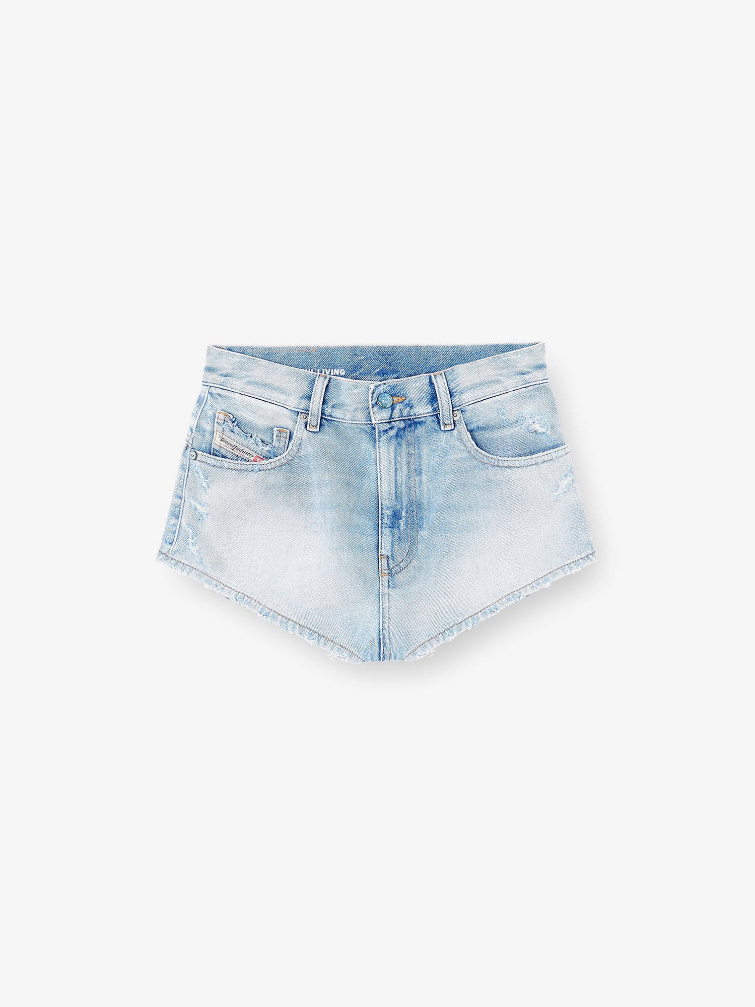 Diesel Women Blue Denim Shorts With Destroyed Effect DIESEL