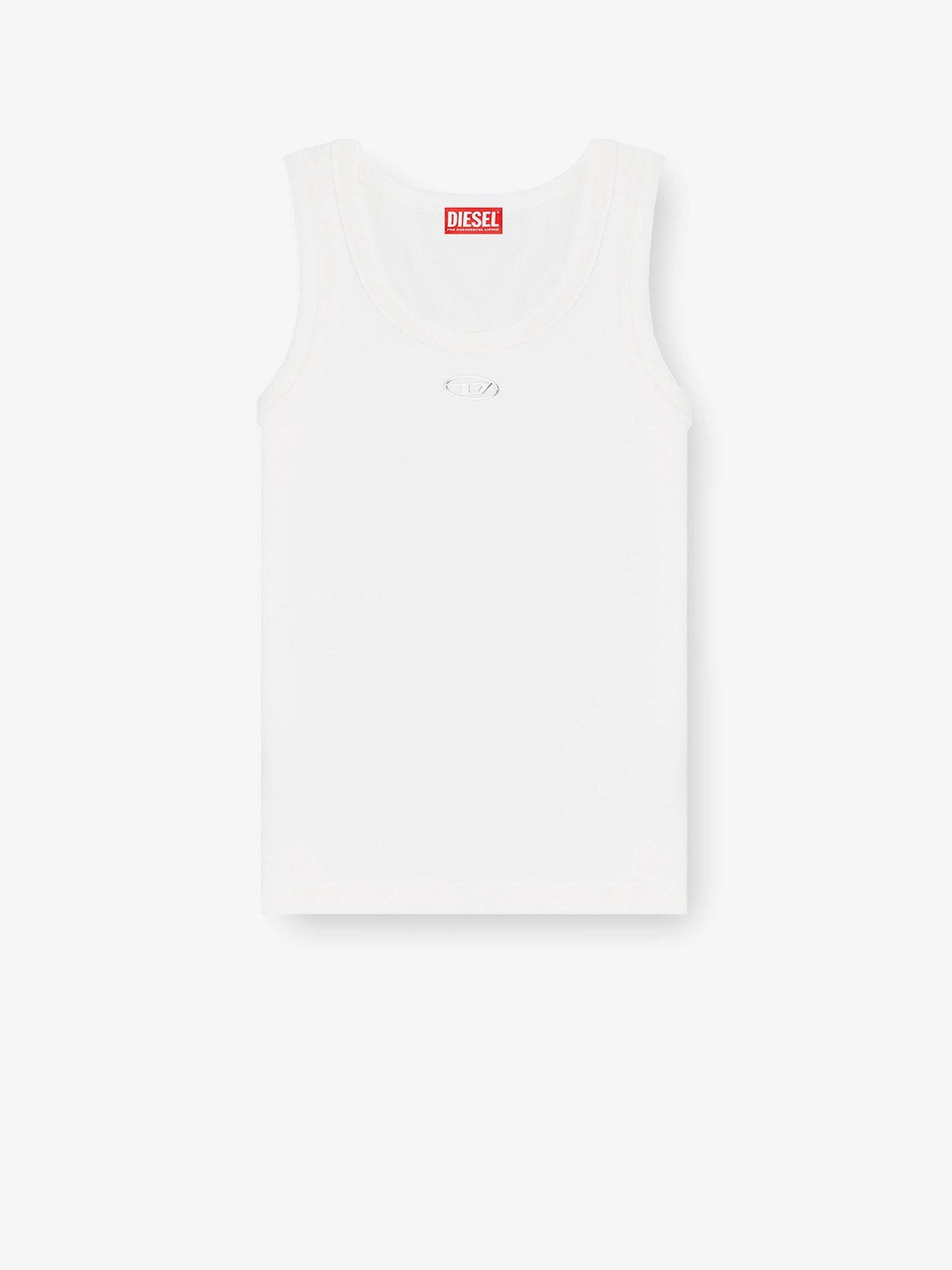 Diesel Women Slim Fit Ribbed Tank Top With Metal Oval D DIESEL