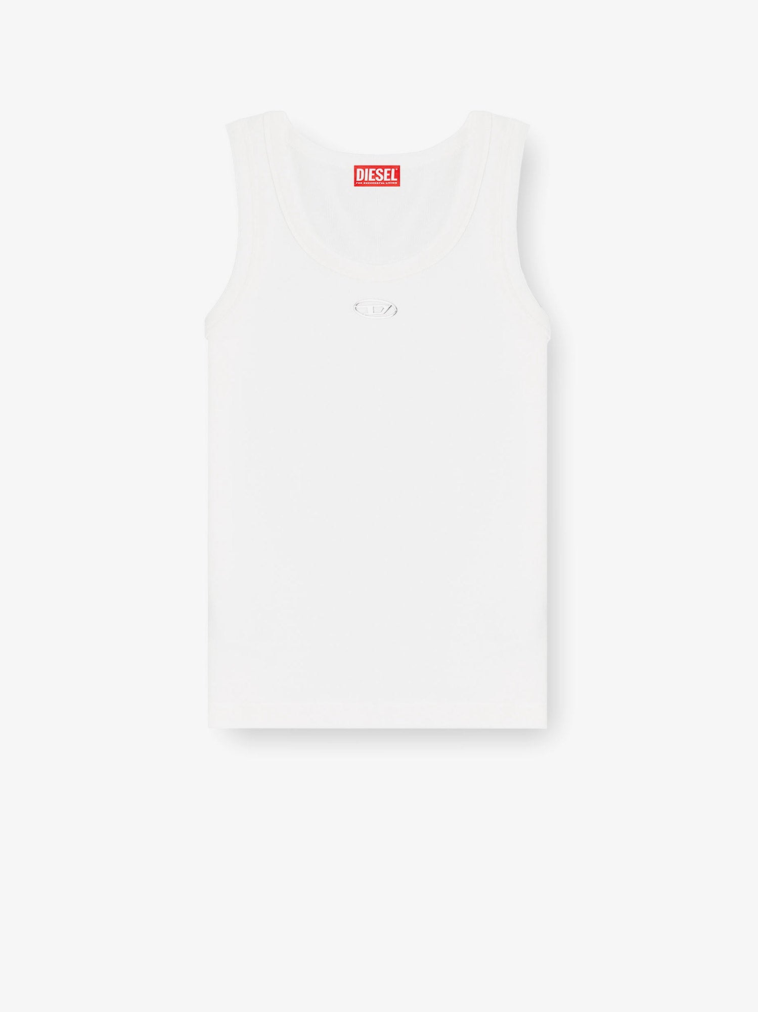 Diesel Women Slim Fit Ribbed Tank Top With Metal Oval D DIESEL