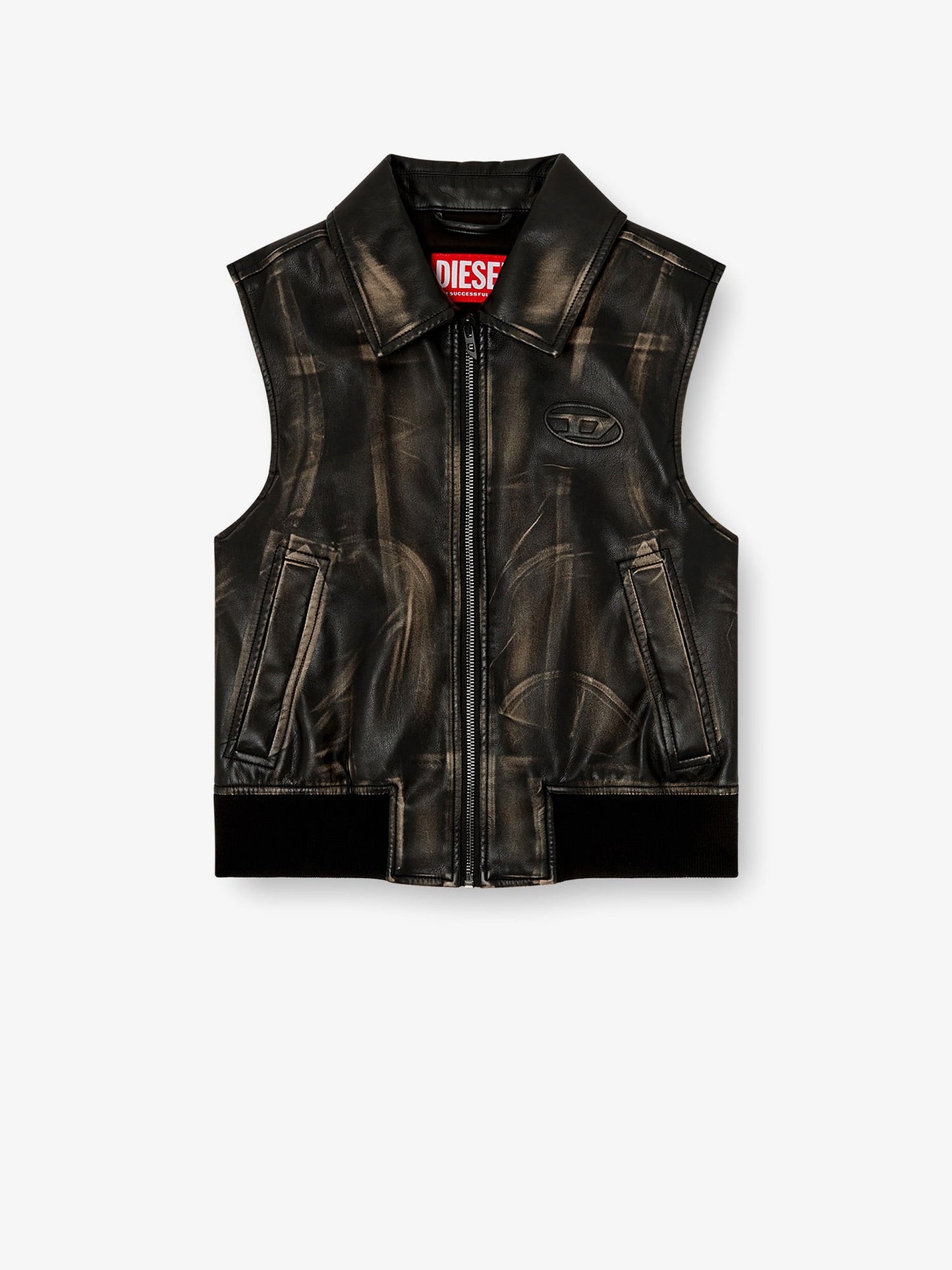 Diesel Women G-Inko Faux Leather Sleeveless Jacket DIESEL