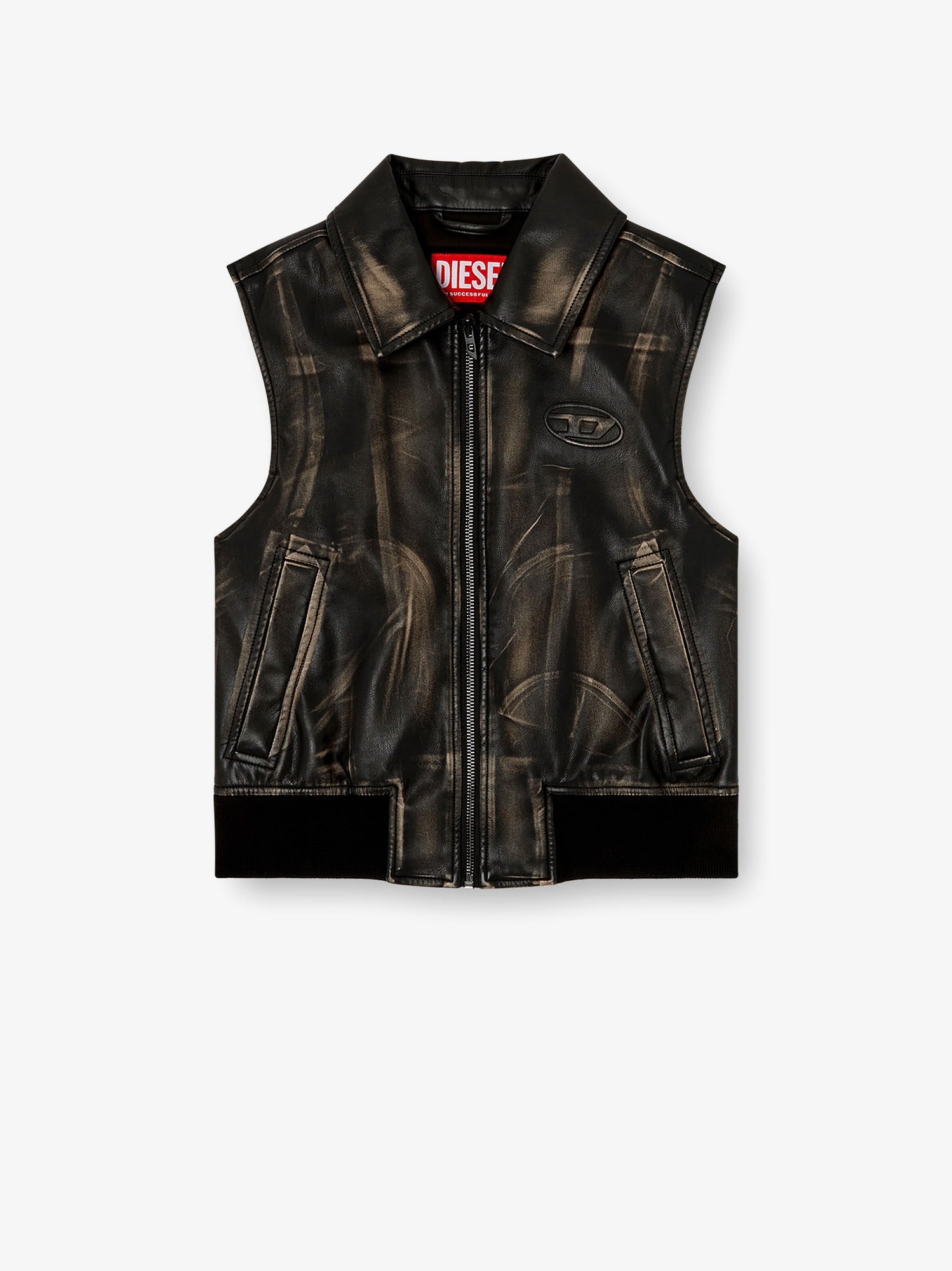 Diesel Women G-Inko Faux Leather Sleeveless Jacket DIESEL
