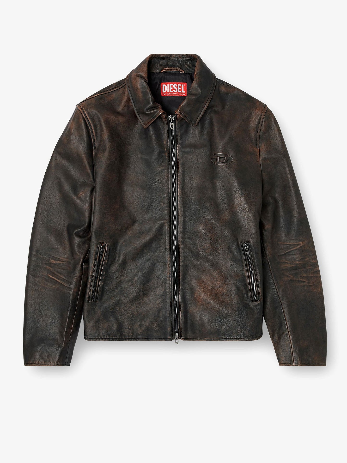 Diesel Men L-Amar-Wrd Leather Jacket DIESEL