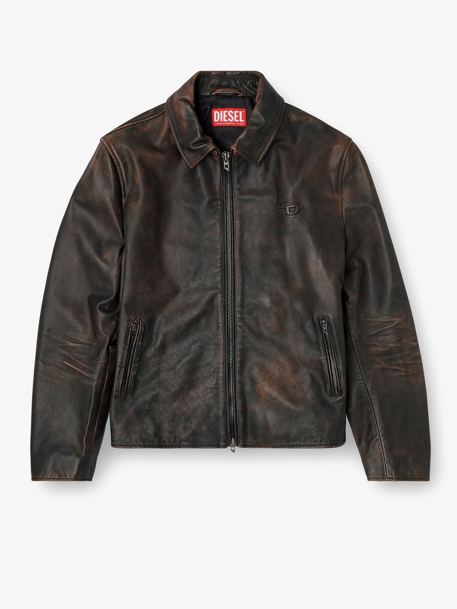 Diesel Men L-Amar-Wrd Leather Jacket DIESEL