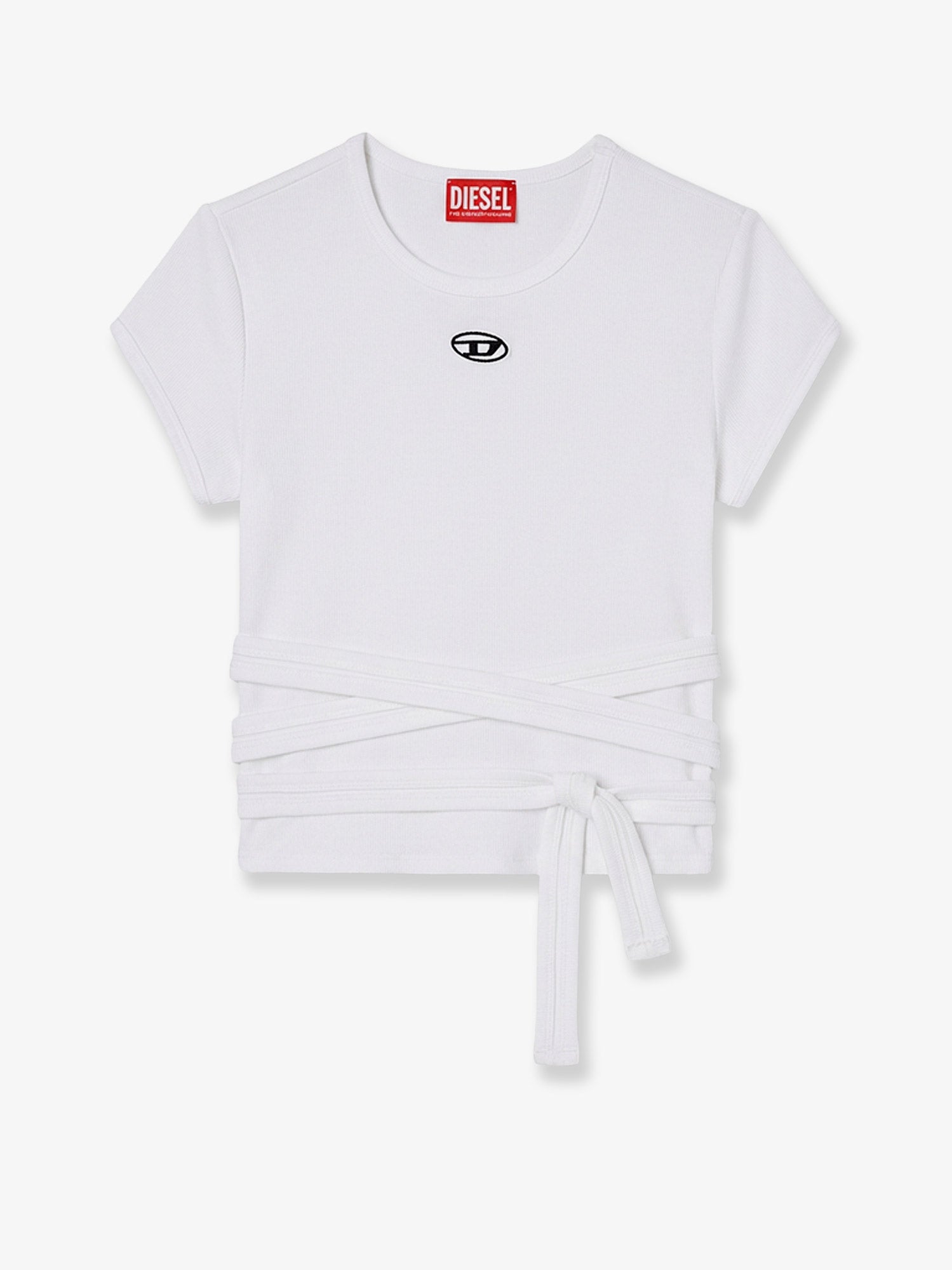 Diesel Women T-Bunny-Tail- S1 Cotton T-Shirt With Tie Bands DIESEL