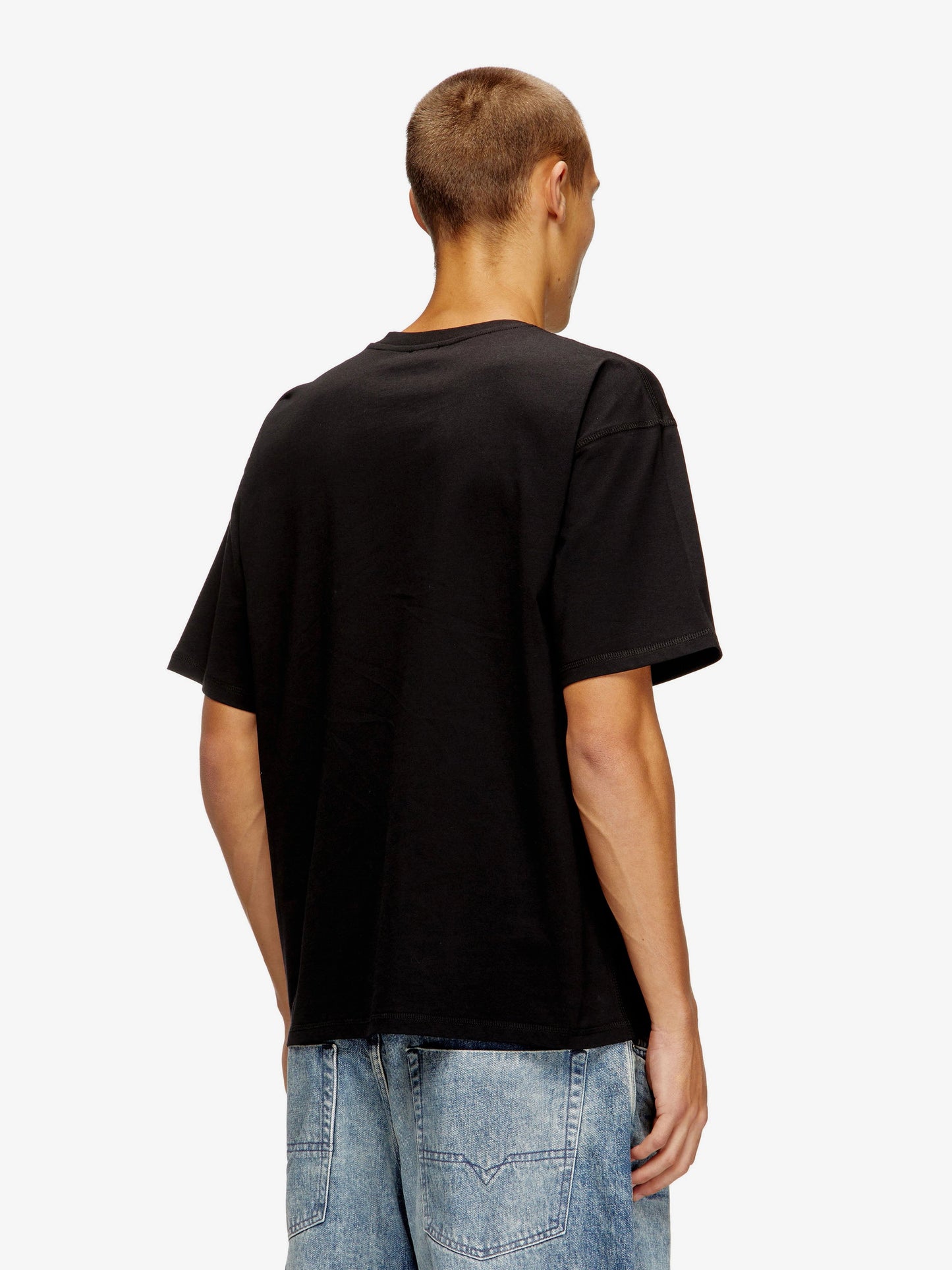 Diesel Men Cotton T-Shirt With Embroidered Logo On The Front DIESEL