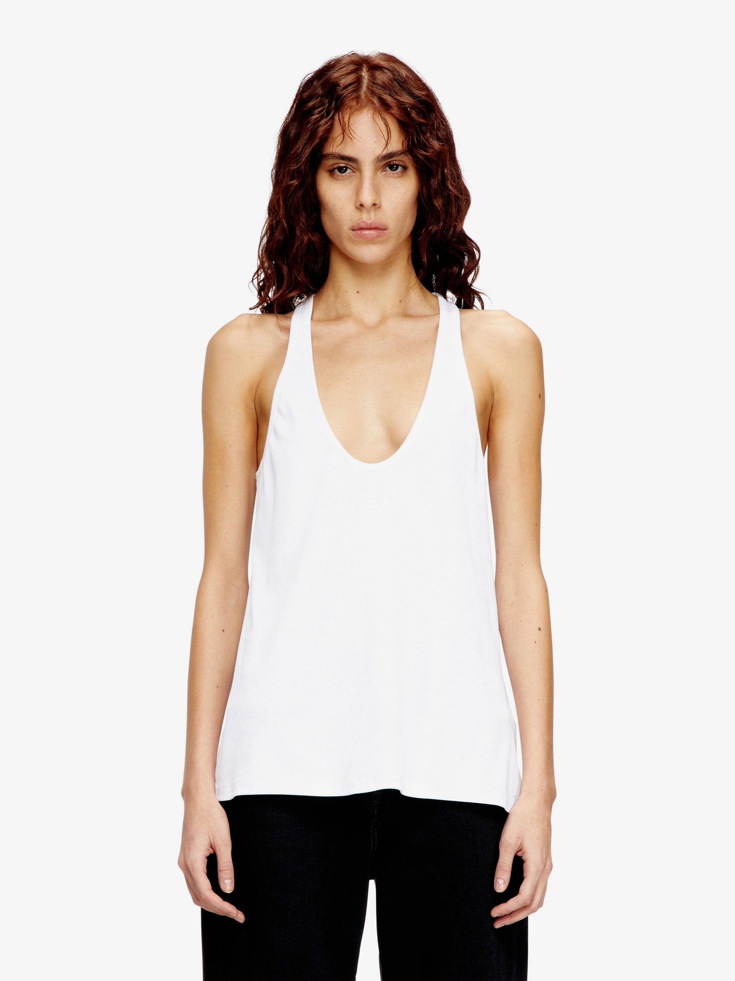 Diesel Women Ribbed Cotton Tank Top DIESEL