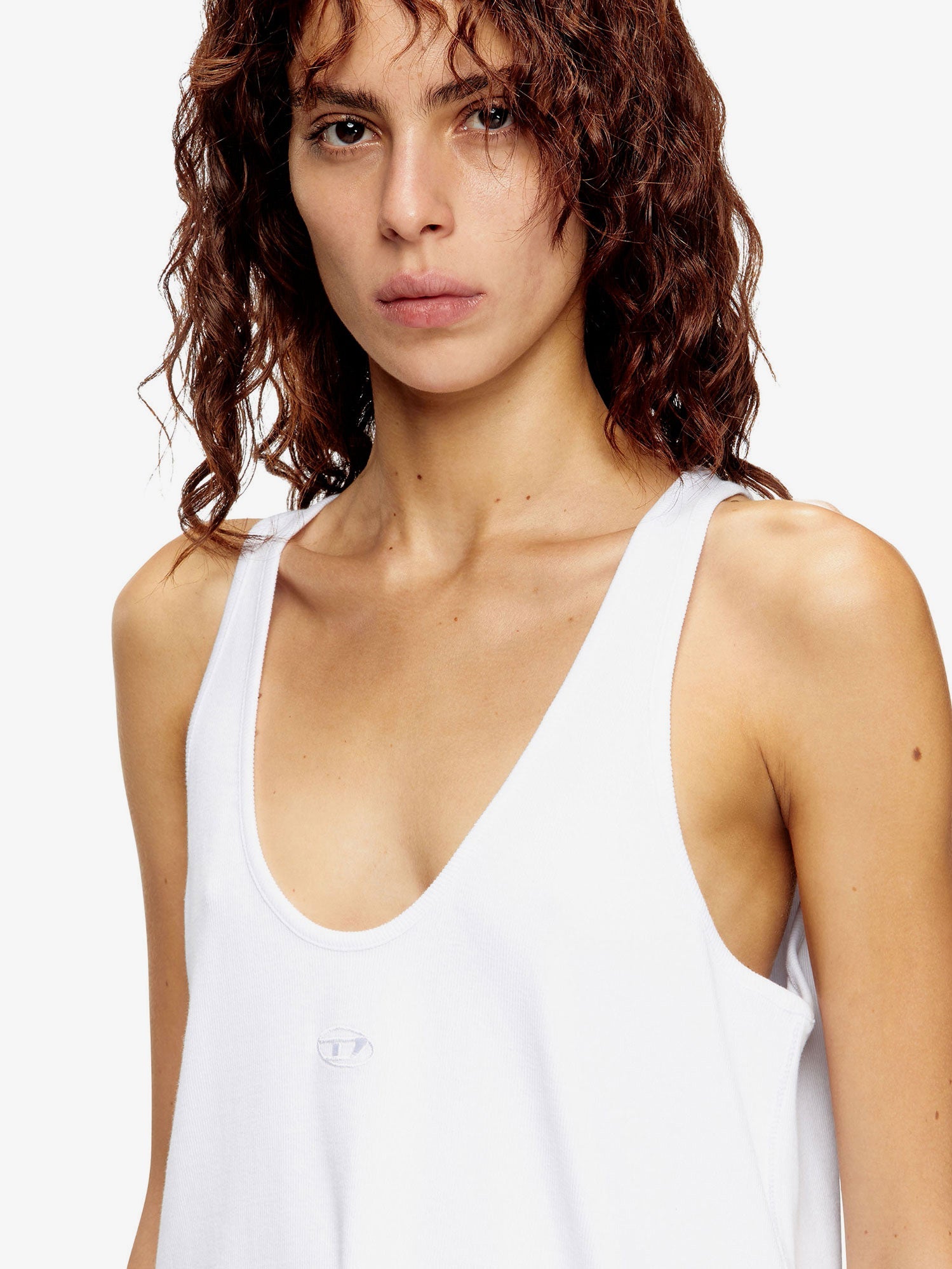 Diesel Women Ribbed Cotton Tank Top DIESEL