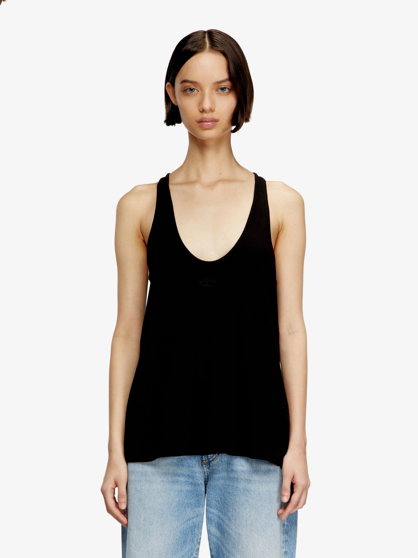 Diesel Women Ribbed Cotton Tank Top DIESEL
