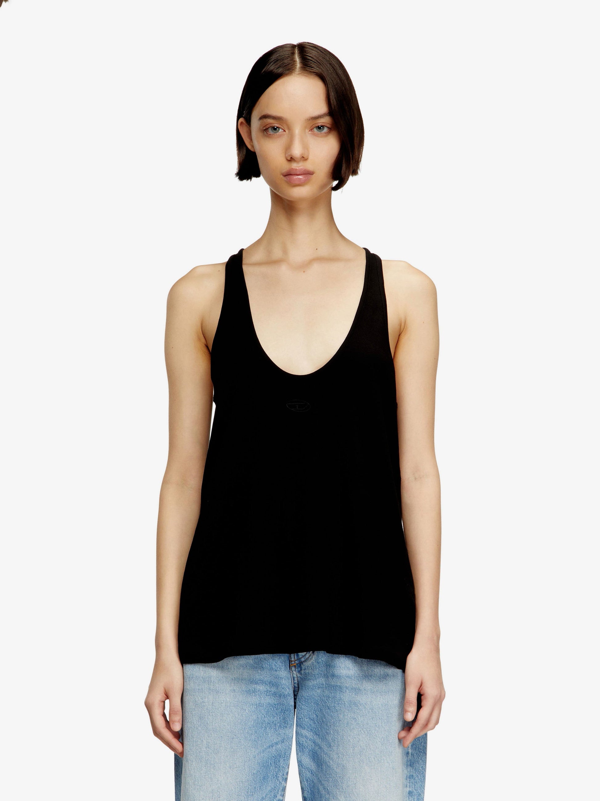 Diesel Women Ribbed Cotton Tank Top DIESEL