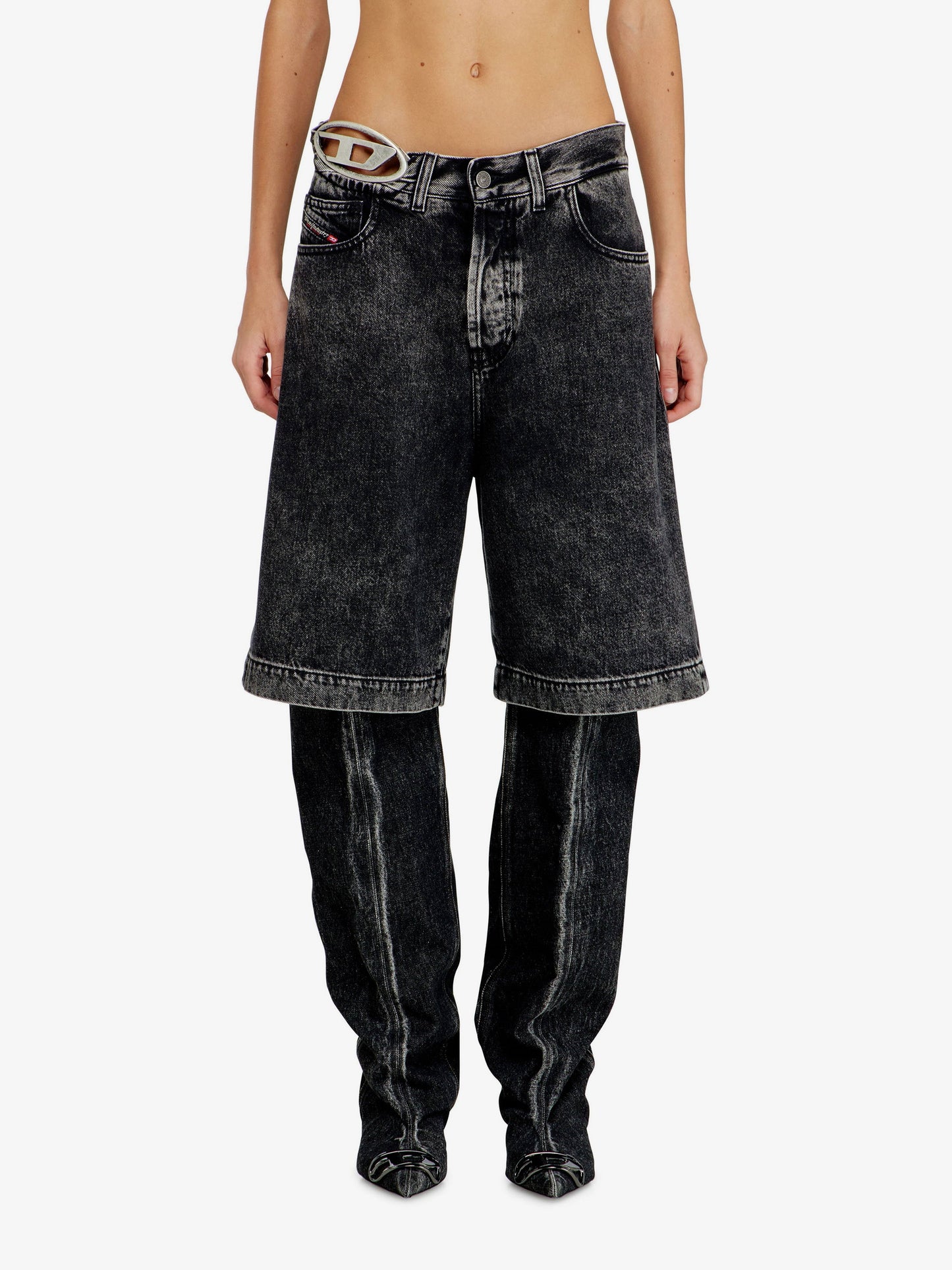 Diesel Women De-Sire-Short- S2 Black Denim Bermuda Shorts DIESEL