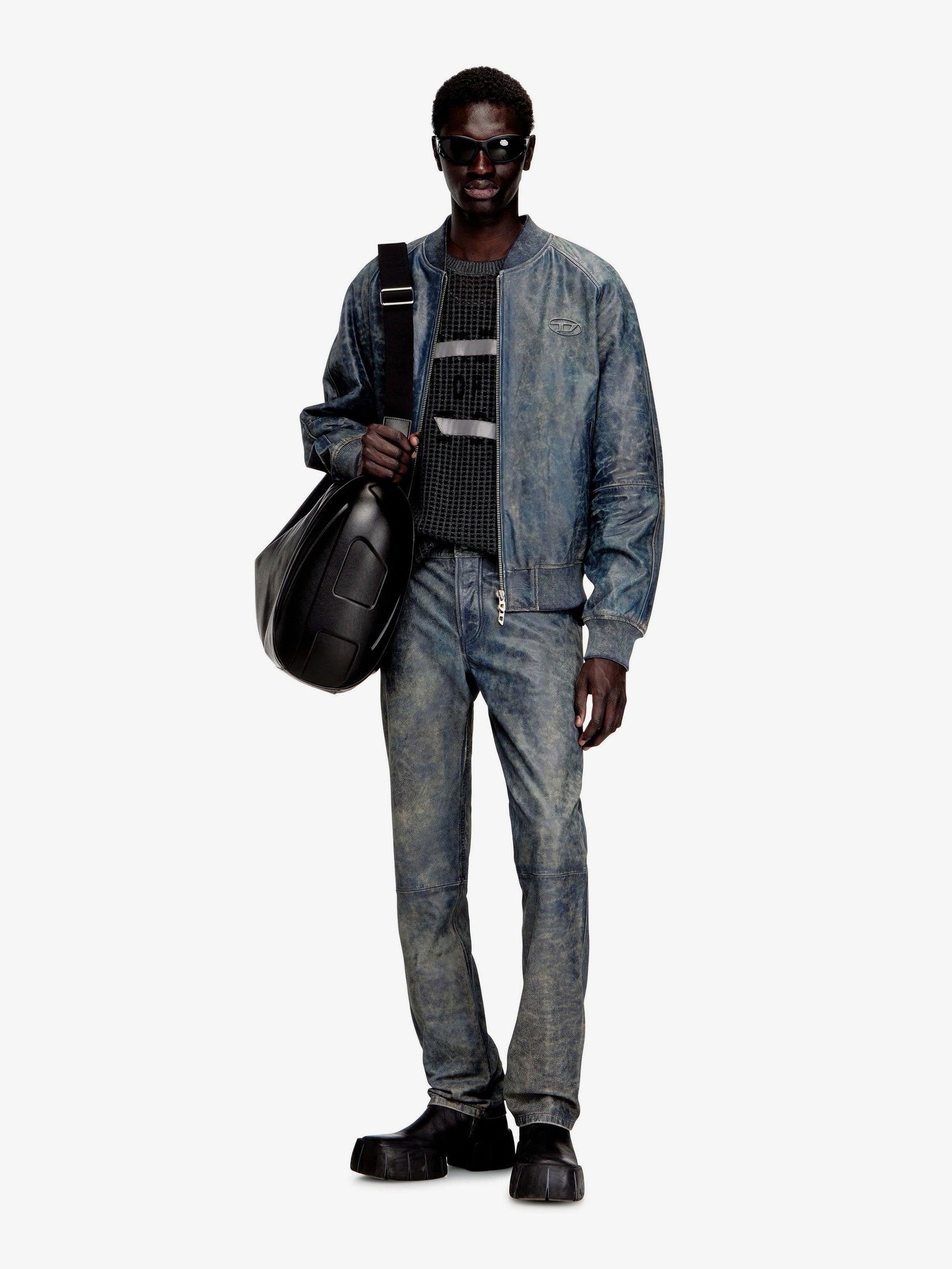 Diesel Men P-Vyll-Qmbw Leather Trousers DIESEL