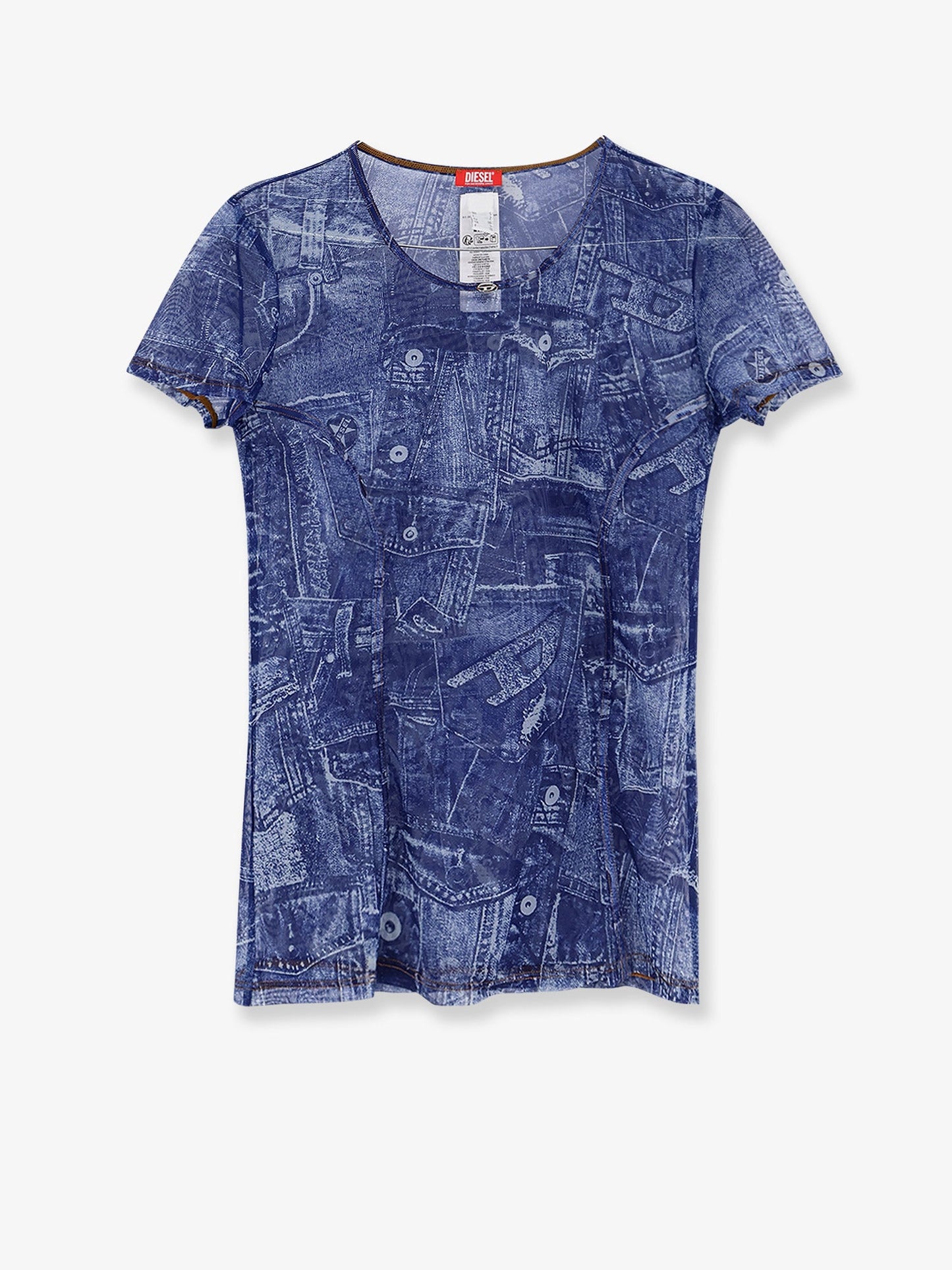 Diesel Women Kasia T-Shirt With Denim Print DIESEL