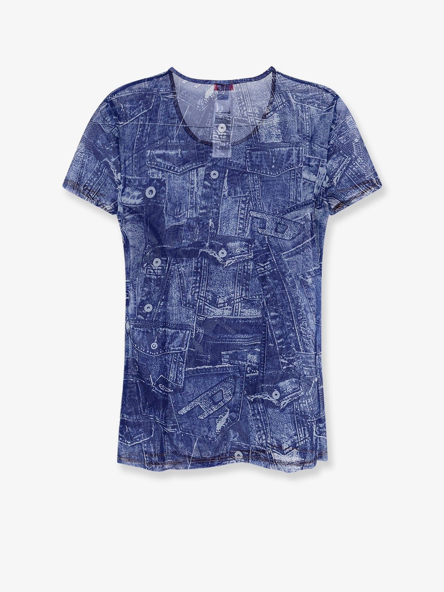 Diesel Women Kasia T-Shirt With Denim Print DIESEL