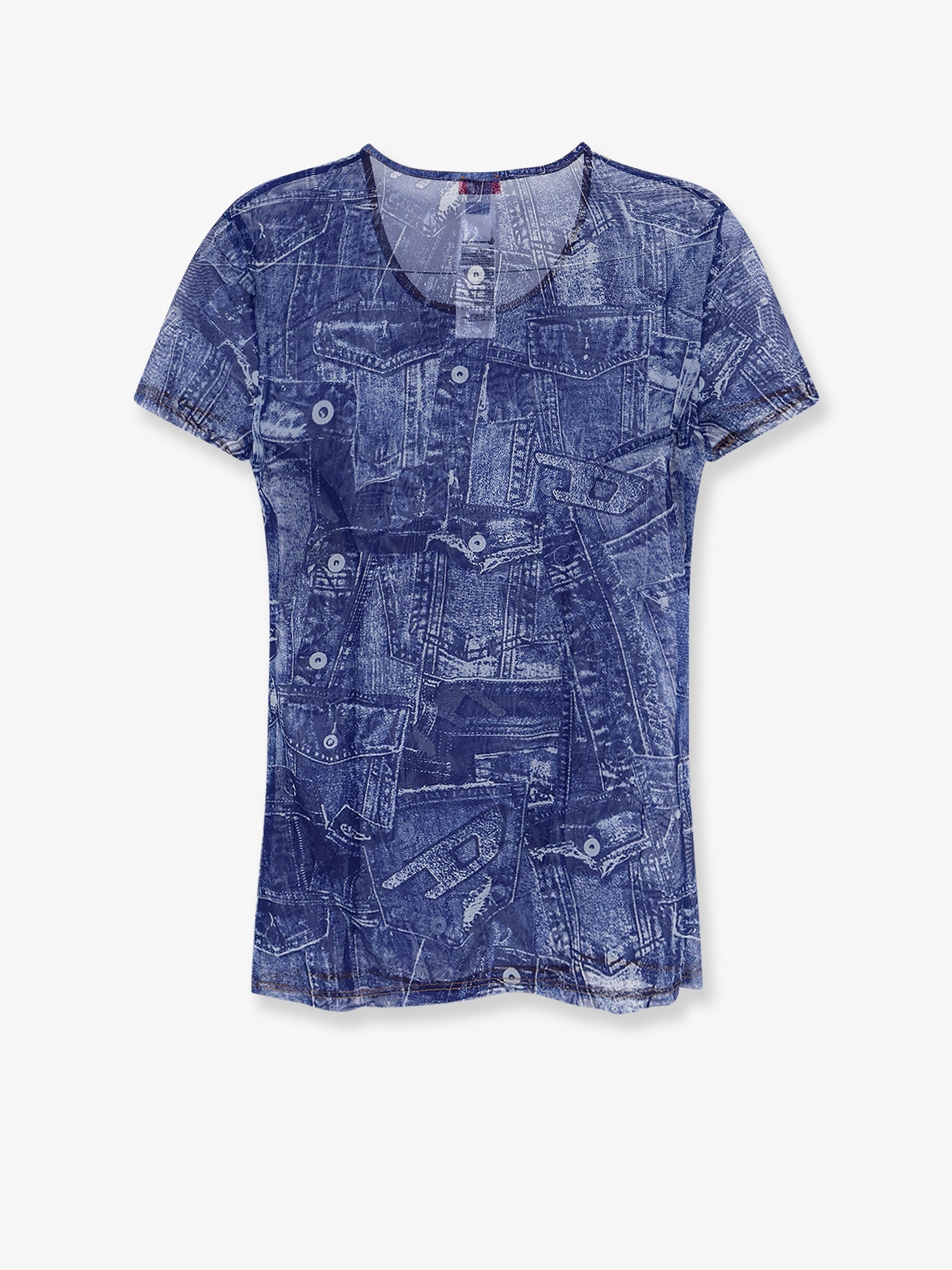 Diesel Women Kasia T-Shirt With Denim Print DIESEL