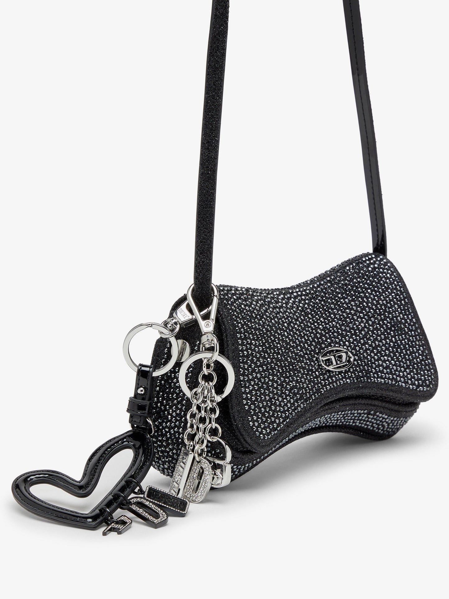 Diesel Women Play Crossbody Xs Shoulder Bag With All-Over Rhinestones DIESEL
