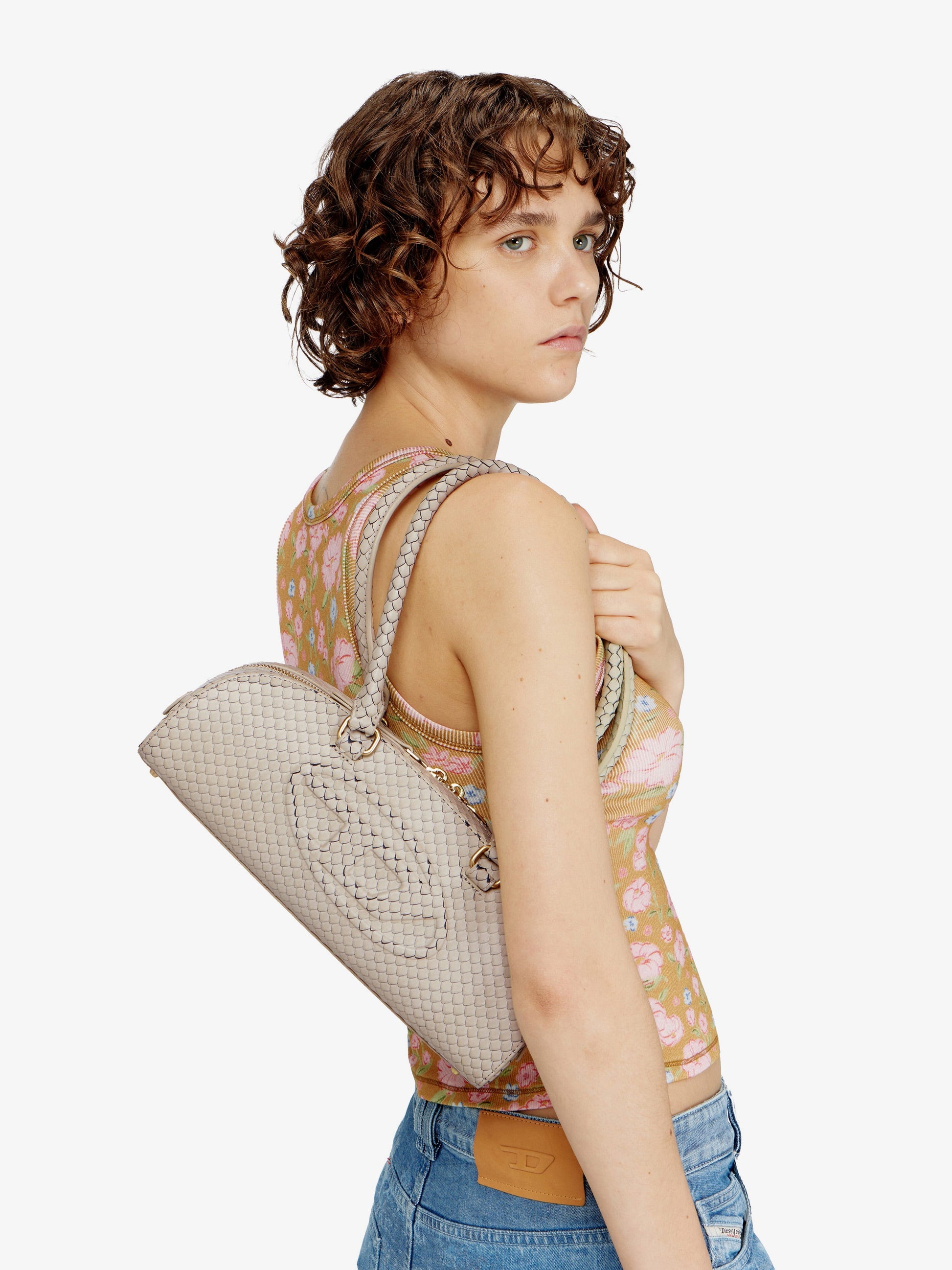 Diesel Women 1Dr Python-Effect Leather Shoulder Bag DIESEL