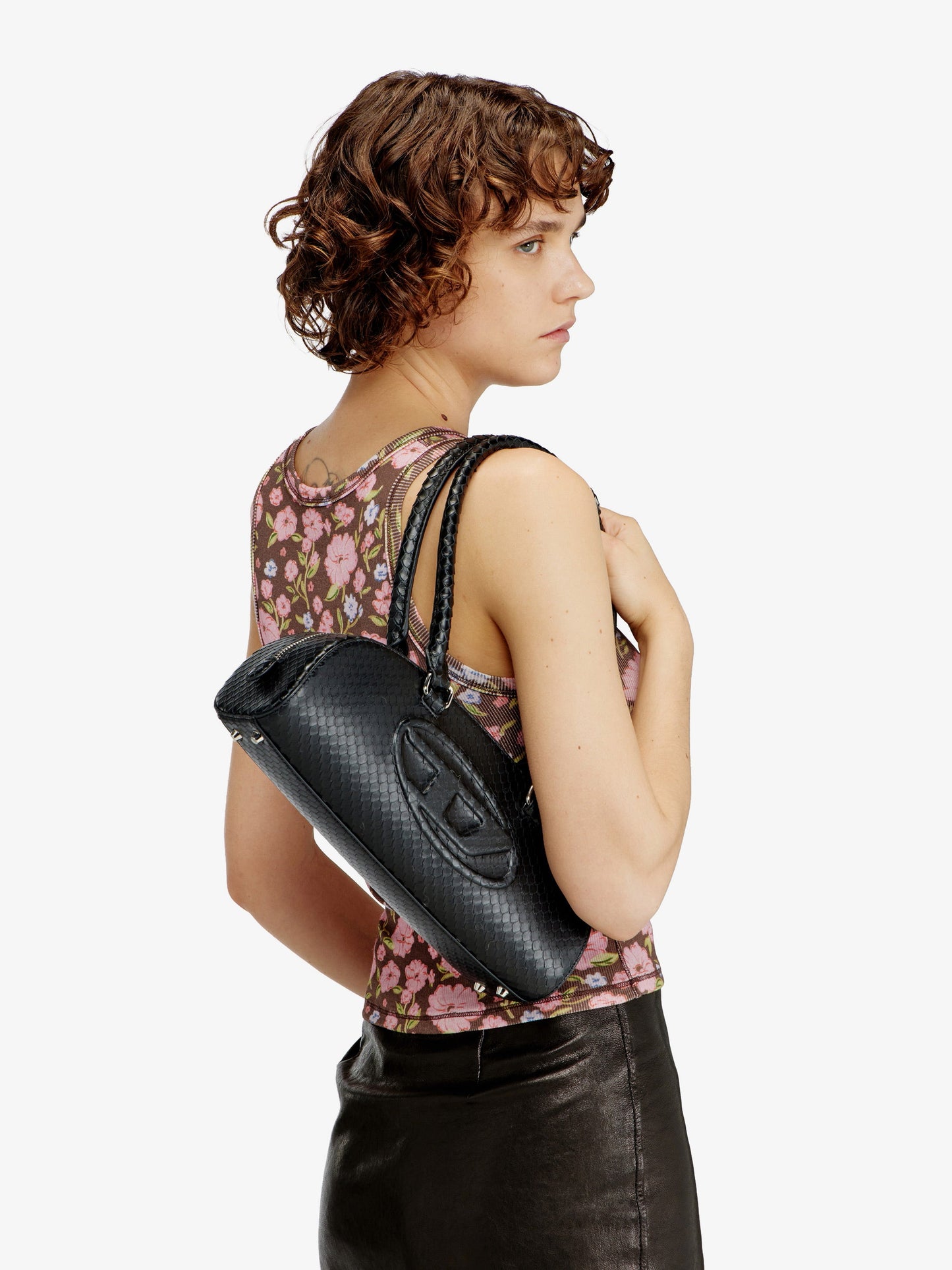 Diesel Women 1Dr Python Effect Leather Shoulder Bag DIESEL
