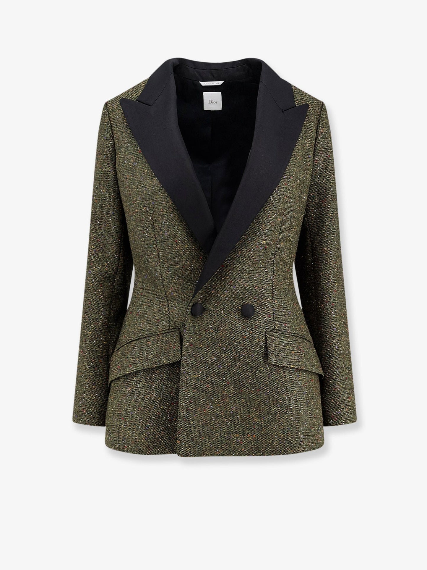 Dior Women Fitted Silk And Virgin Wool Blend Tweed Blazer CHRISTIAN DIOR
