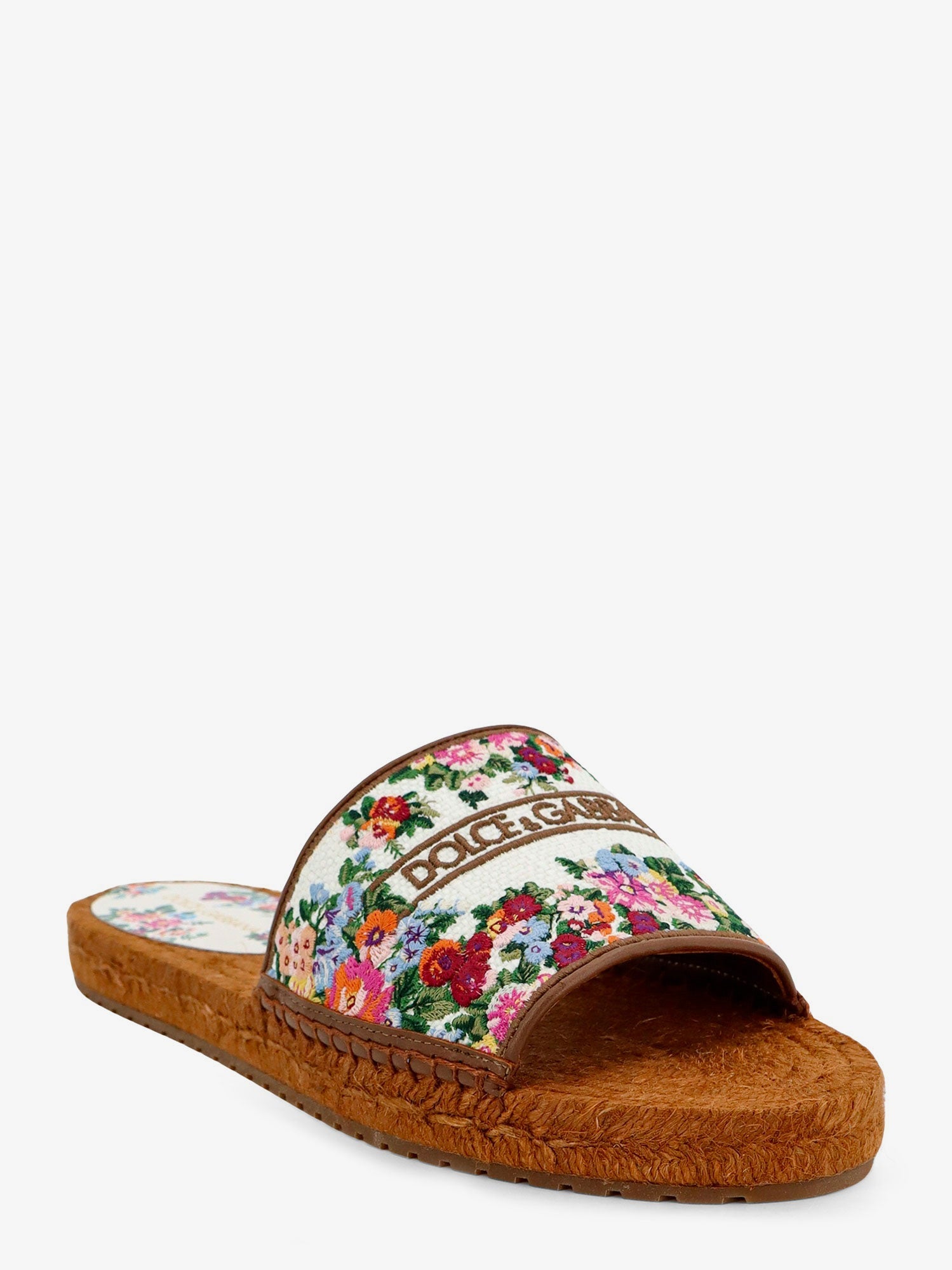 Dolce & Gabbana Women Canvas Sandals With Embroidered Logo On The Front DOLCE & GABBANA