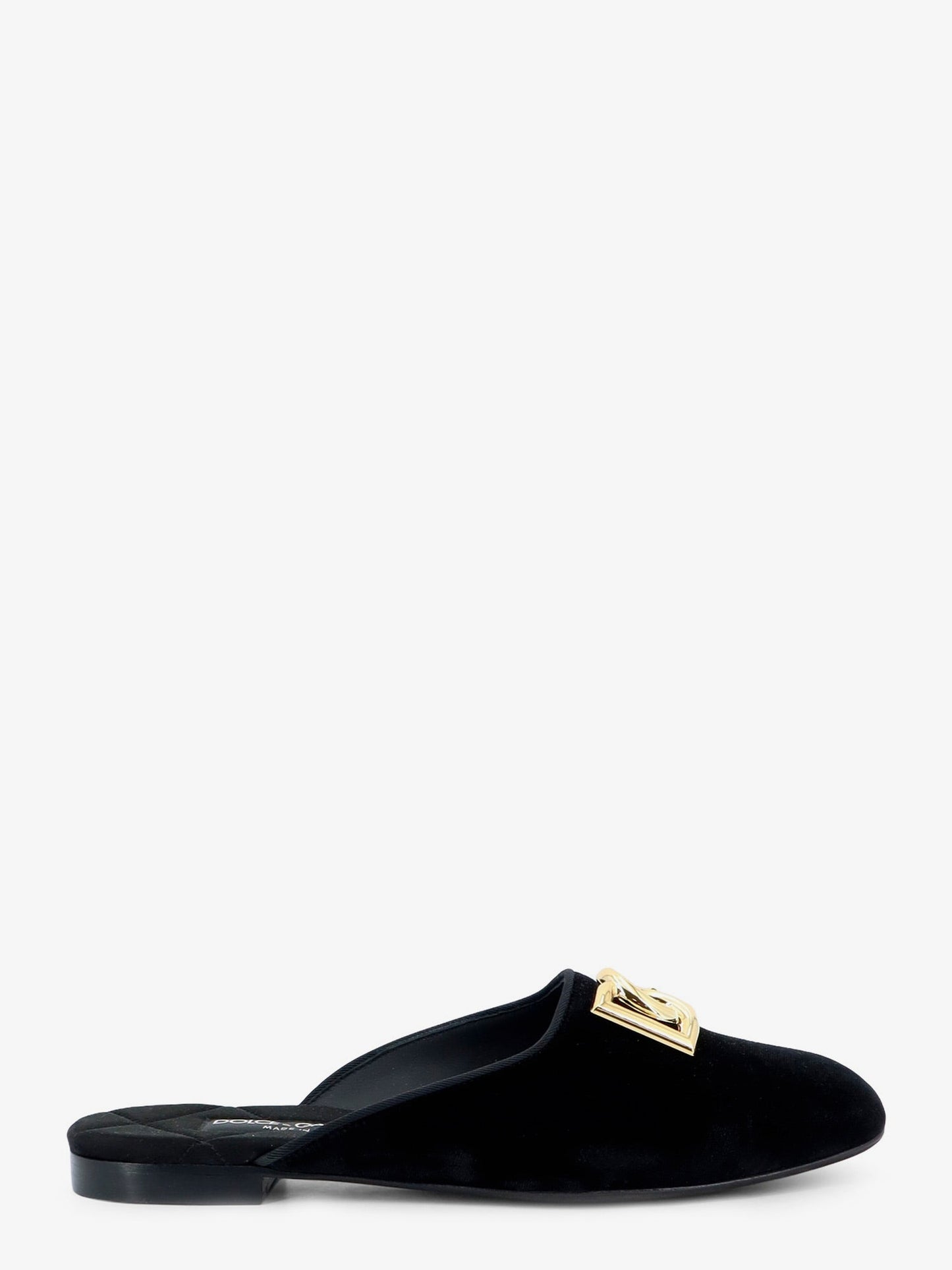Dolce & Gabbana Women Velvet Sabot With Metal Dg Logo DOLCE & GABBANA