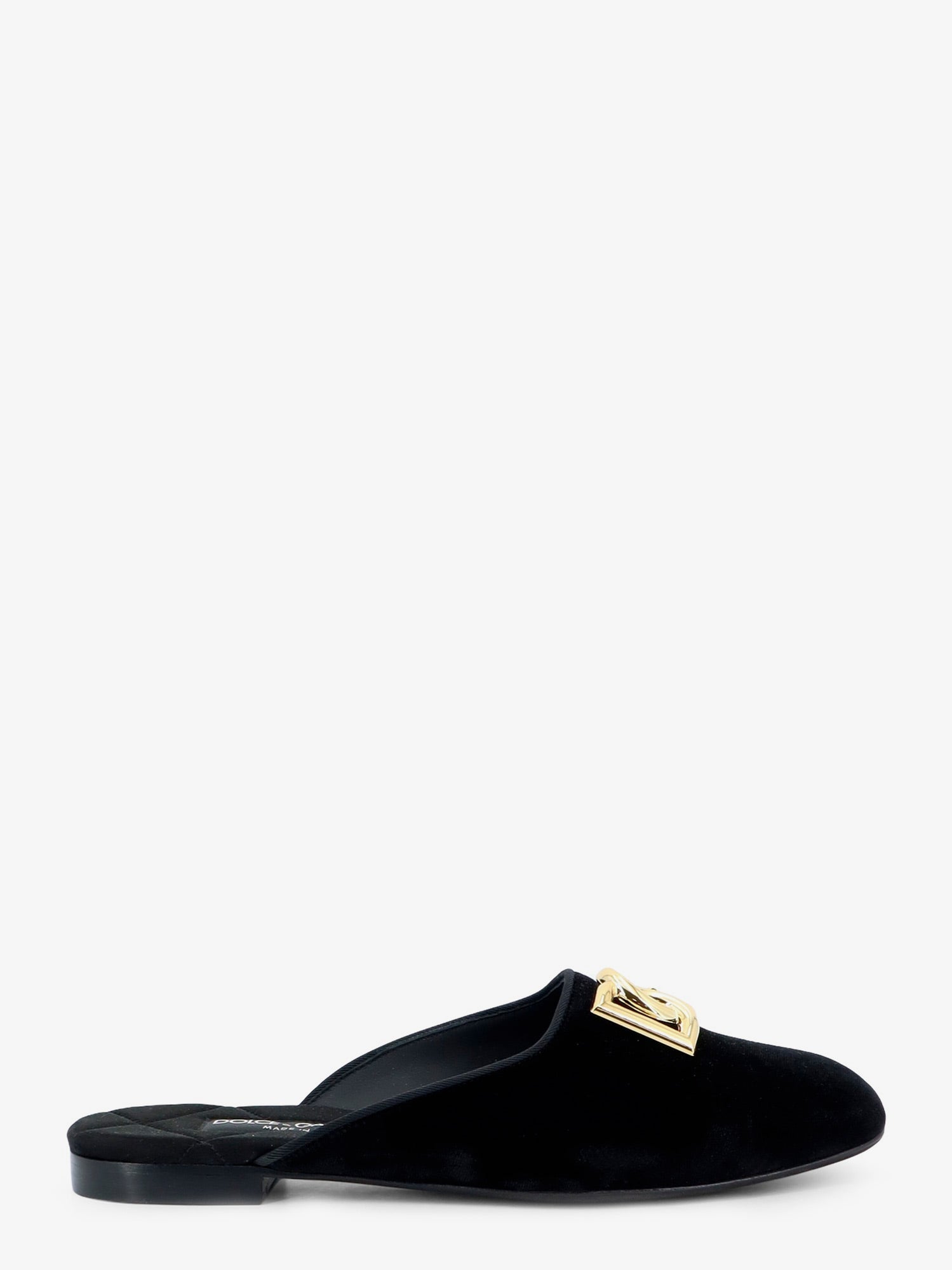Dolce & Gabbana Women Velvet Sabot With Metal Dg Logo DOLCE & GABBANA