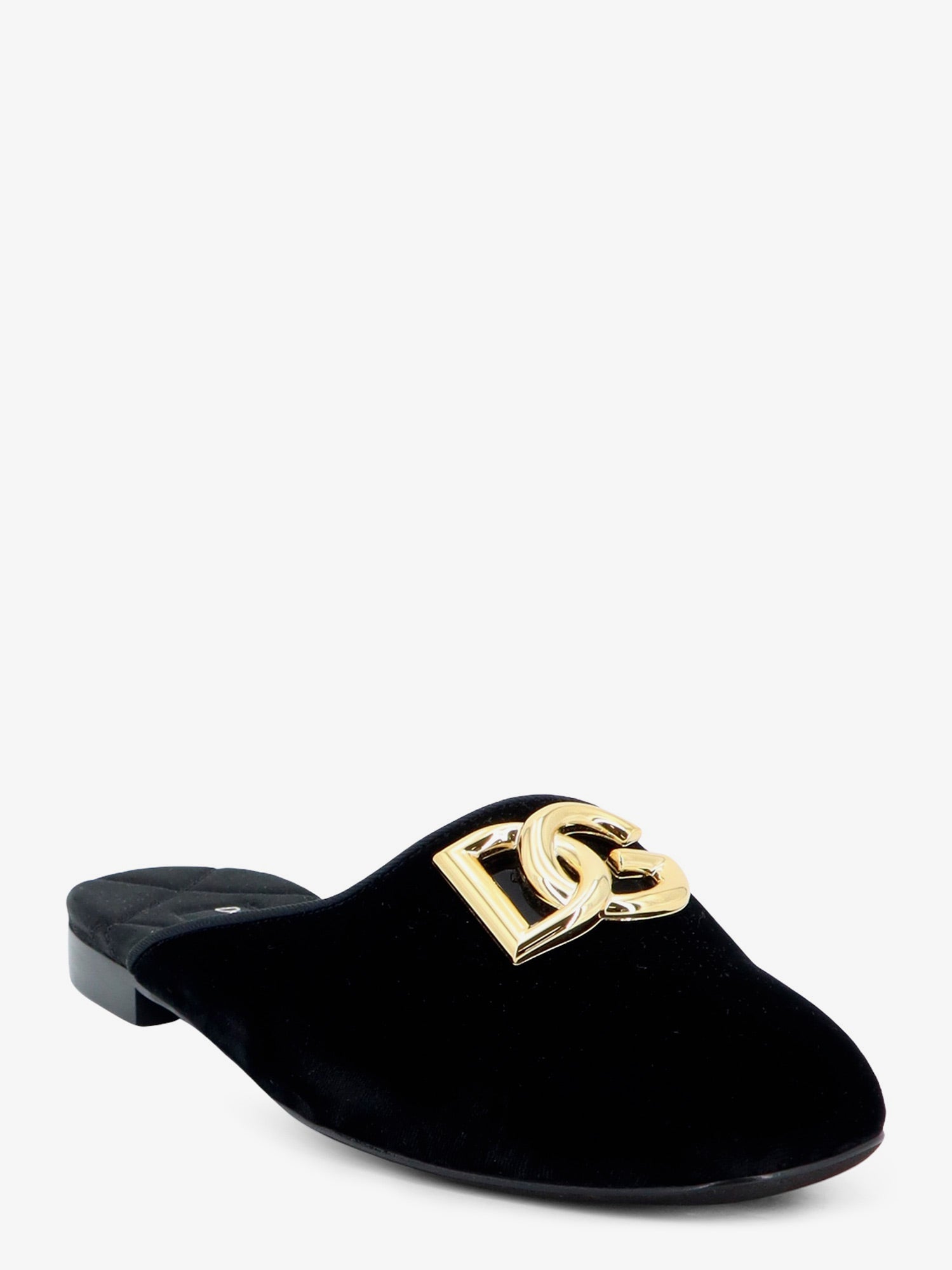 Dolce & Gabbana Women Velvet Sabot With Metal Dg Logo DOLCE & GABBANA