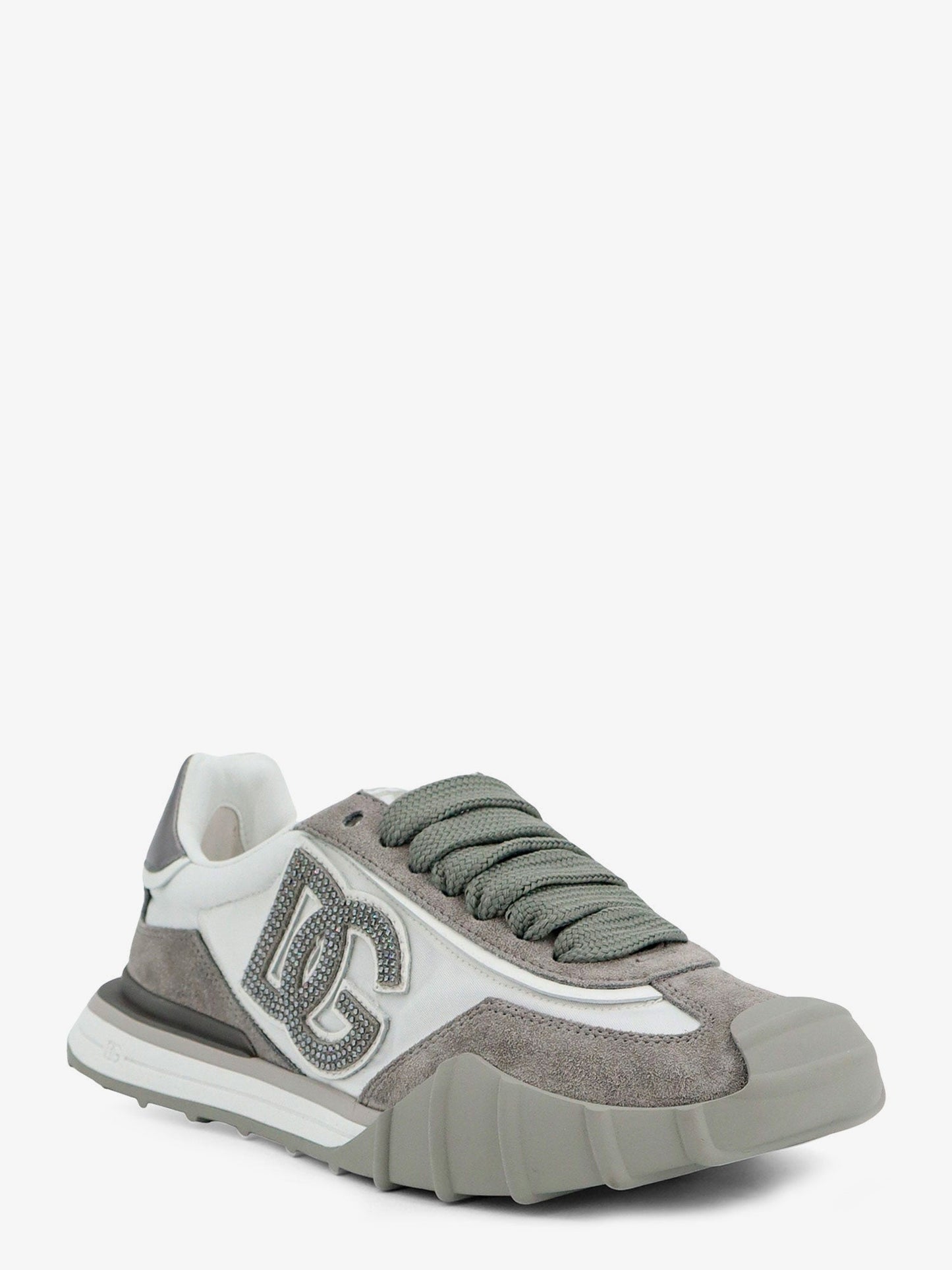 Dolce & Gabbana Women Nylon And Suede Sneakers With Dg Logo With Rhinestones DOLCE & GABBANA