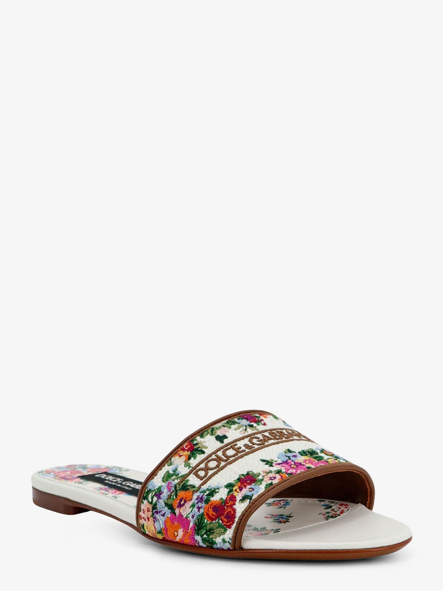 Dolce & Gabbana Women Canvas Sandals With All-Over Embroidery DOLCE & GABBANA