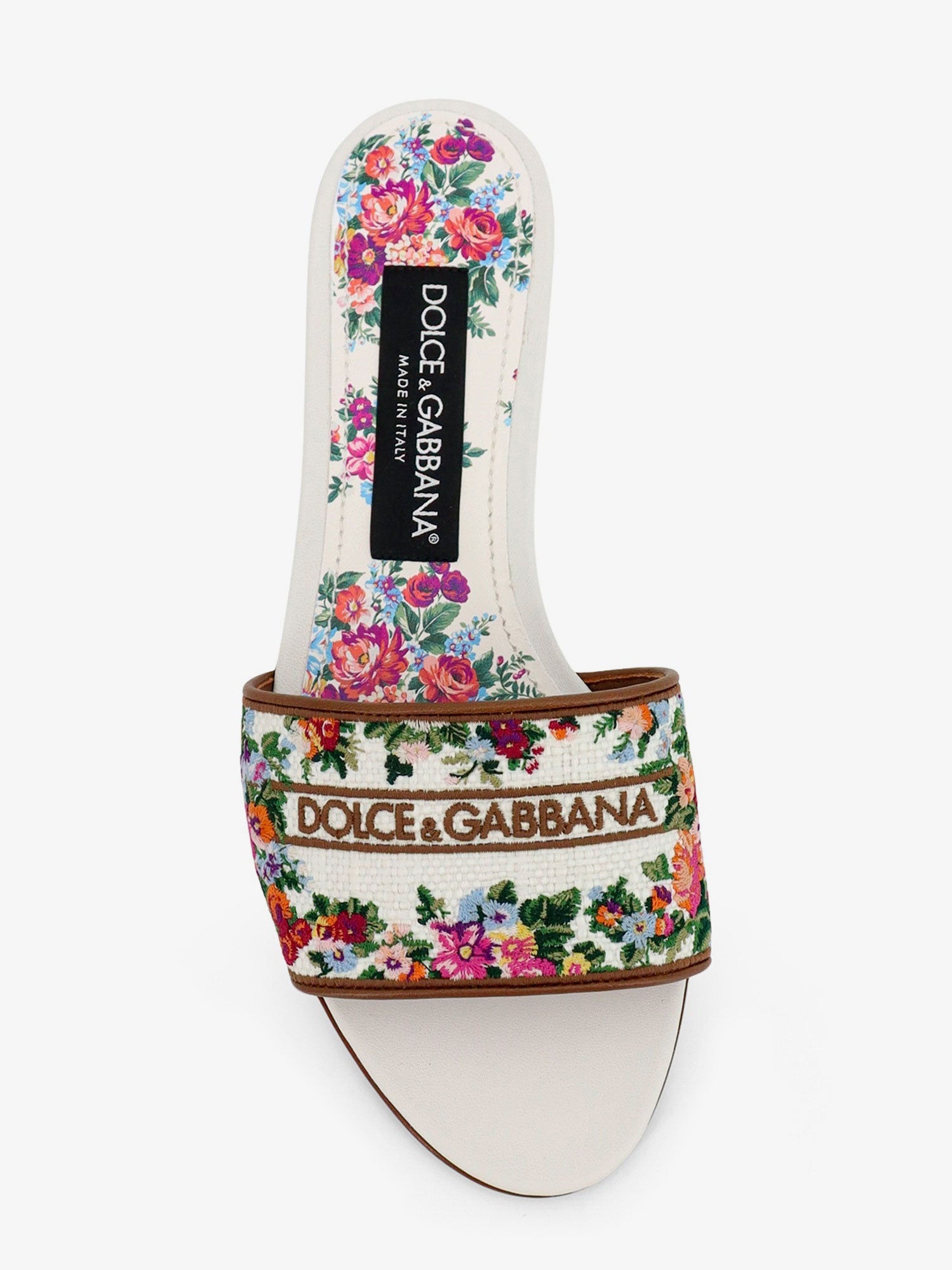 Dolce & Gabbana Women Canvas Sandals With All-Over Embroidery DOLCE & GABBANA