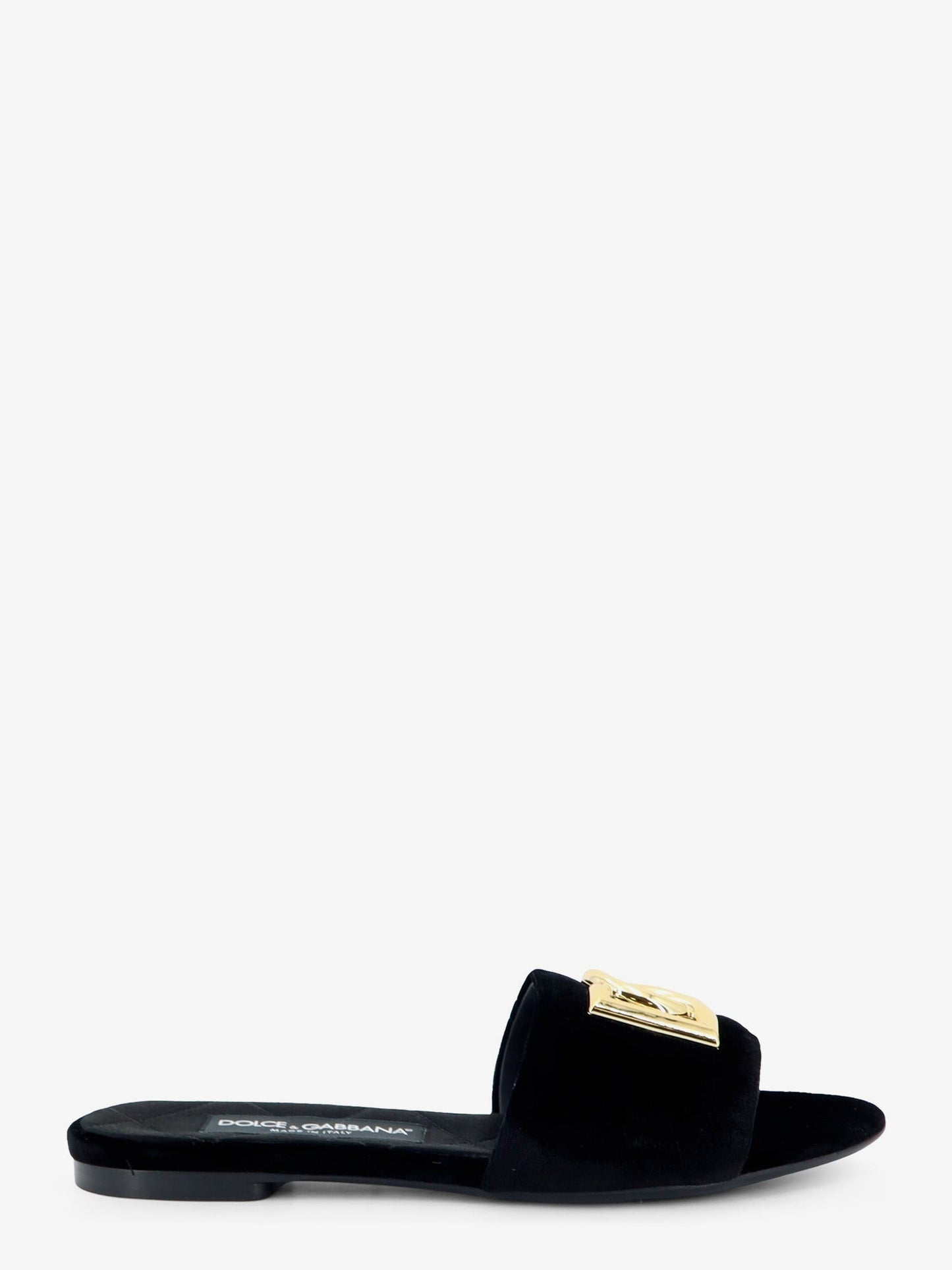 Dolce & Gabbana Women Velvet Sandals With Dg Logo On The Front DOLCE & GABBANA