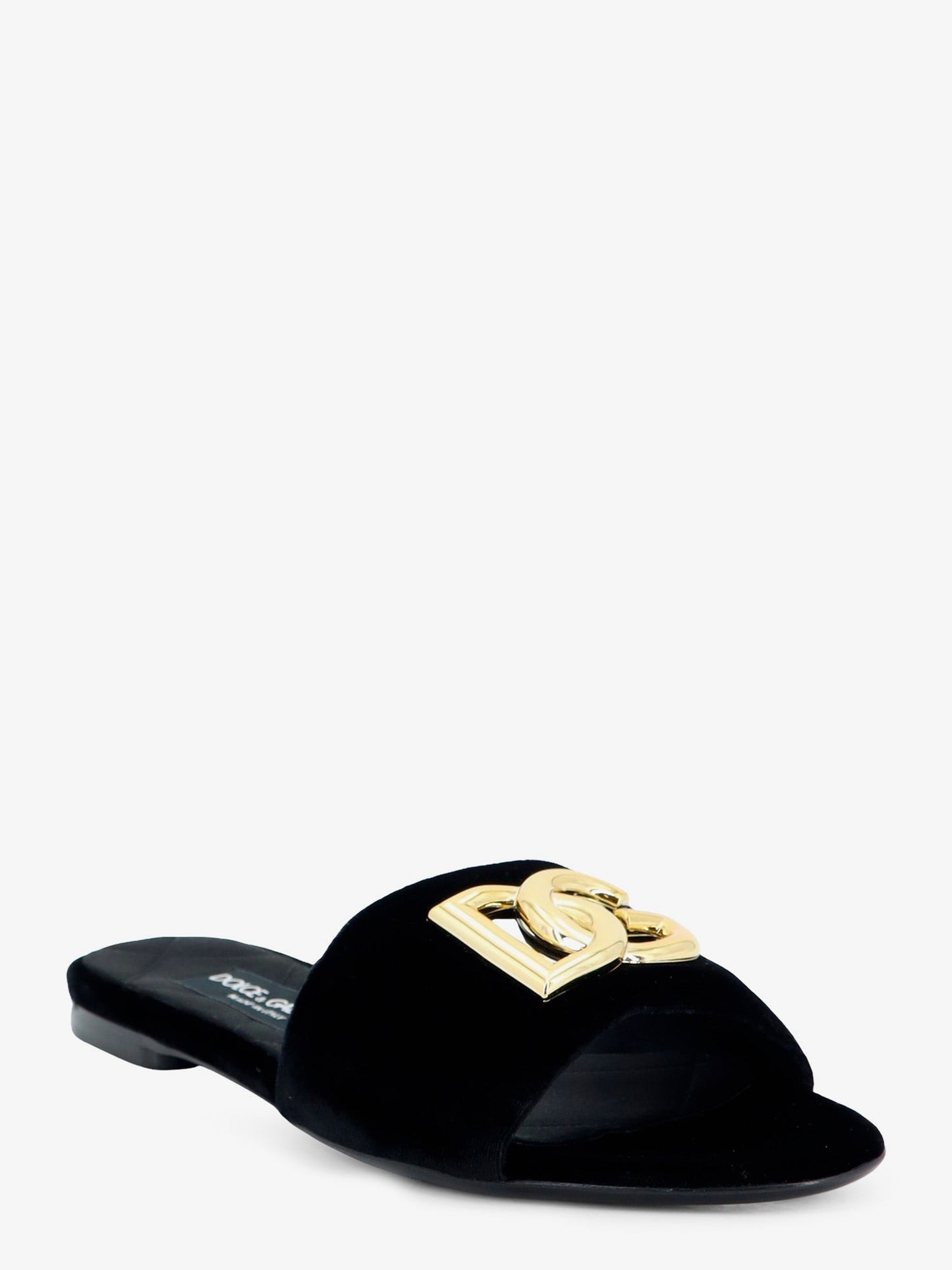 Dolce & Gabbana Women Velvet Sandals With Dg Logo On The Front DOLCE & GABBANA