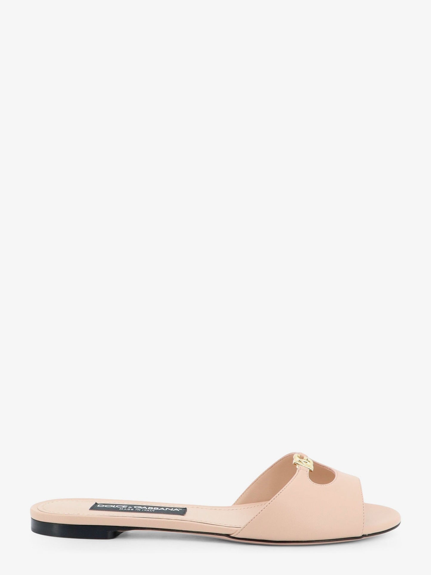 Dolce & Gabbana Women Leather Sandals With Metal Dg Logo DOLCE & GABBANA