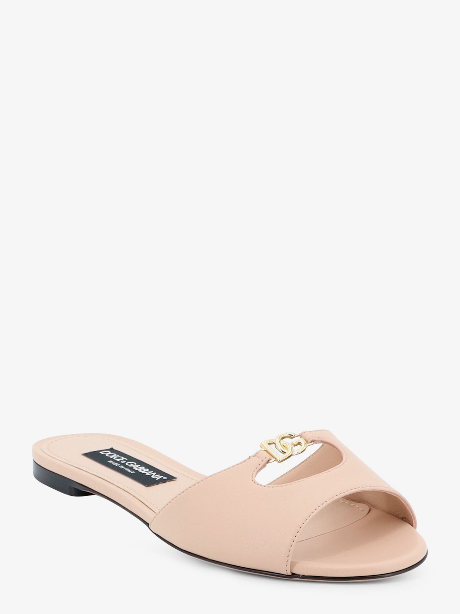 Dolce & Gabbana Women Leather Sandals With Metal Dg Logo DOLCE & GABBANA