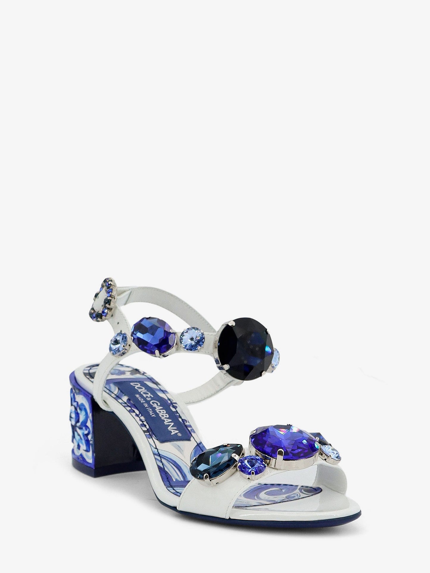 Dolce & Gabbana Women Patent Leather Sandals With Maiolica Print DOLCE & GABBANA