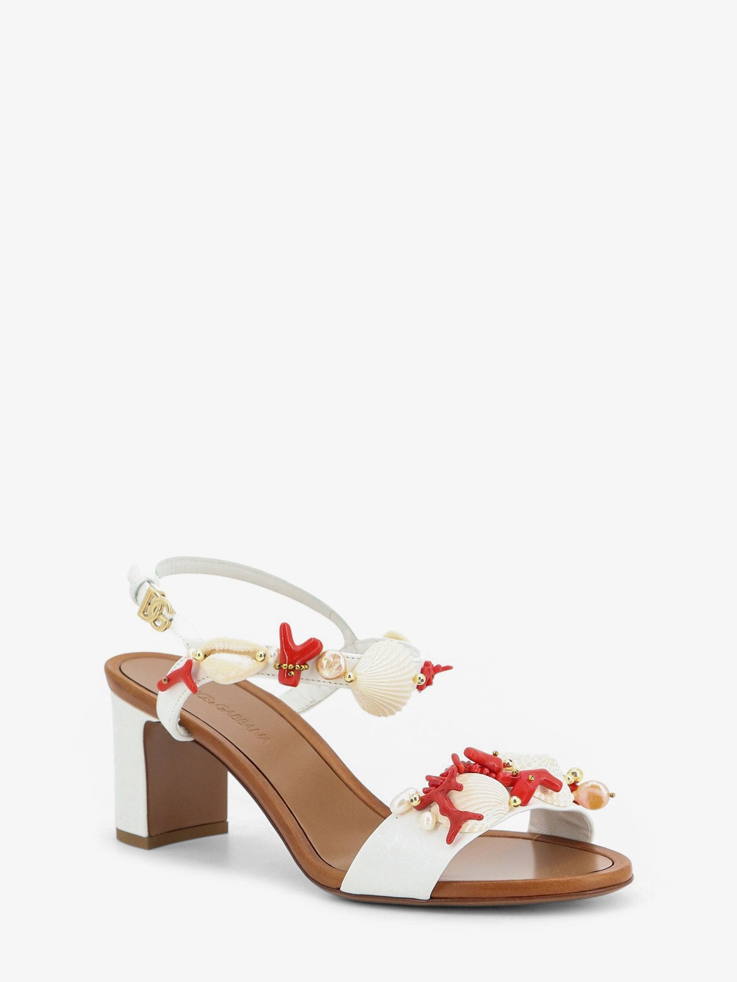 Dolce & Gabbana Women Leather Sandals With Sea Coral Details DOLCE & GABBANA