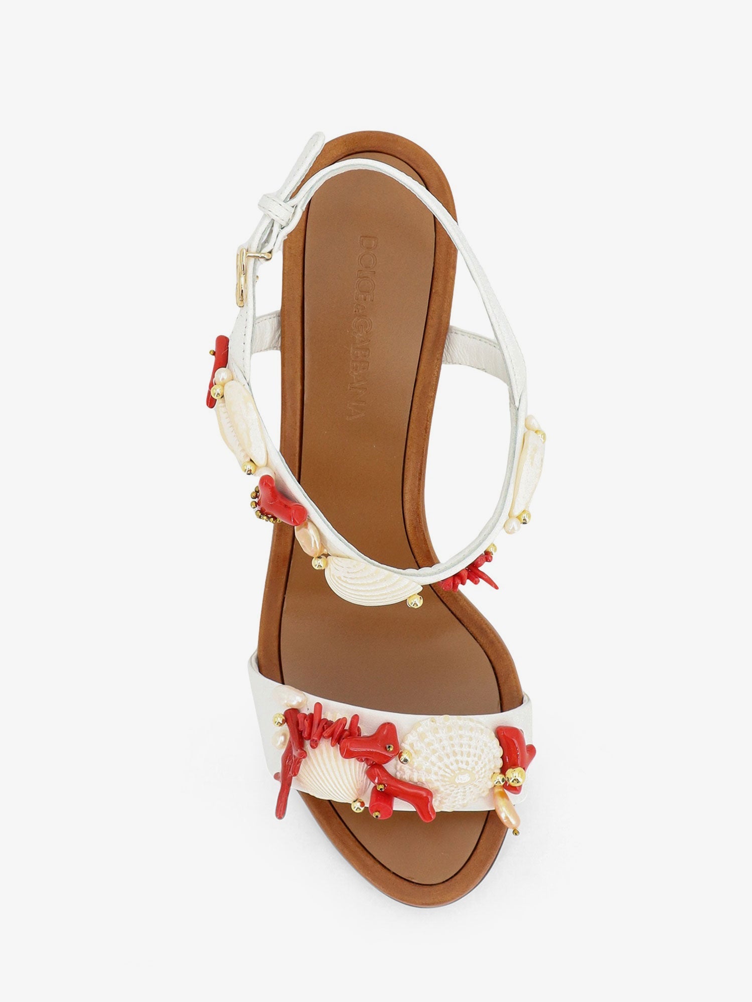 Dolce & Gabbana Women Leather Sandals With Sea Coral Details DOLCE & GABBANA
