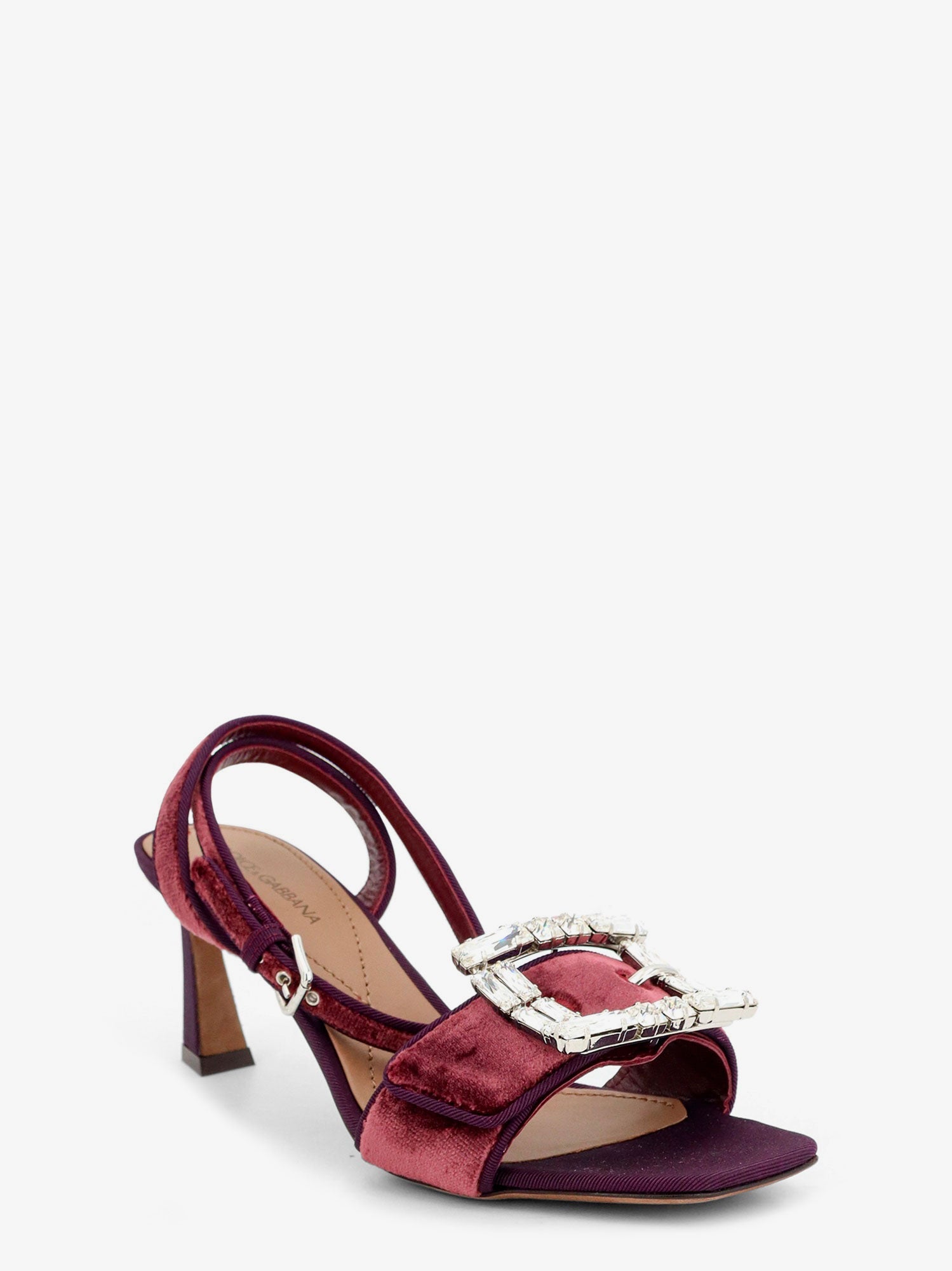 Dolce & Gabbana Women Sandali In Velluto Con Dettaglio Strass Frontale DOLCE & GABBANA
