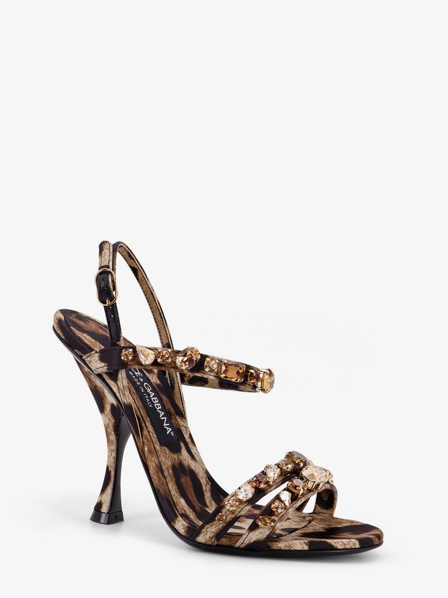 Dolce & Gabbana Women Satin Sandals With Animal Print DOLCE & GABBANA