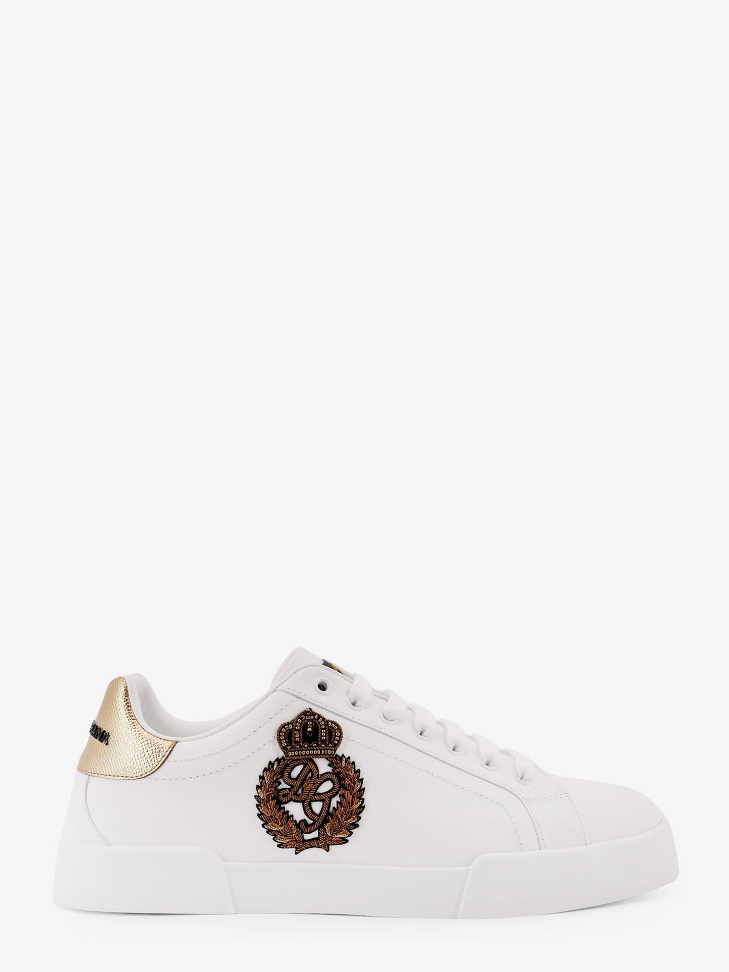 Dolce & Gabbana Men Leather Sneakers With Iconic Patch Logo On The Side DOLCE & GABBANA