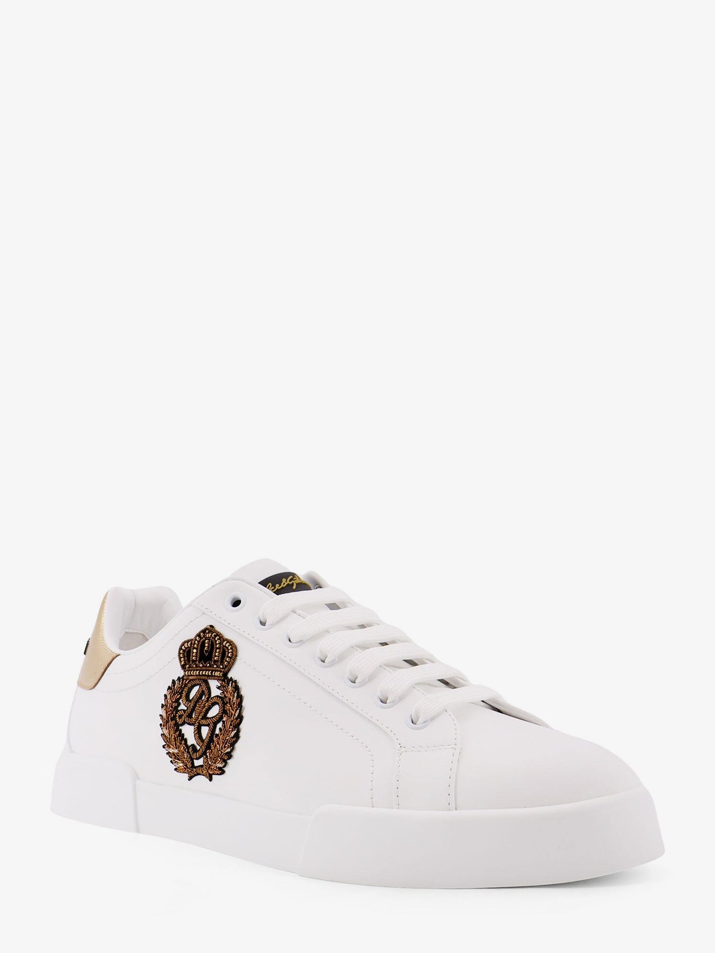 Dolce & Gabbana Men Leather Sneakers With Iconic Patch Logo On The Side DOLCE & GABBANA