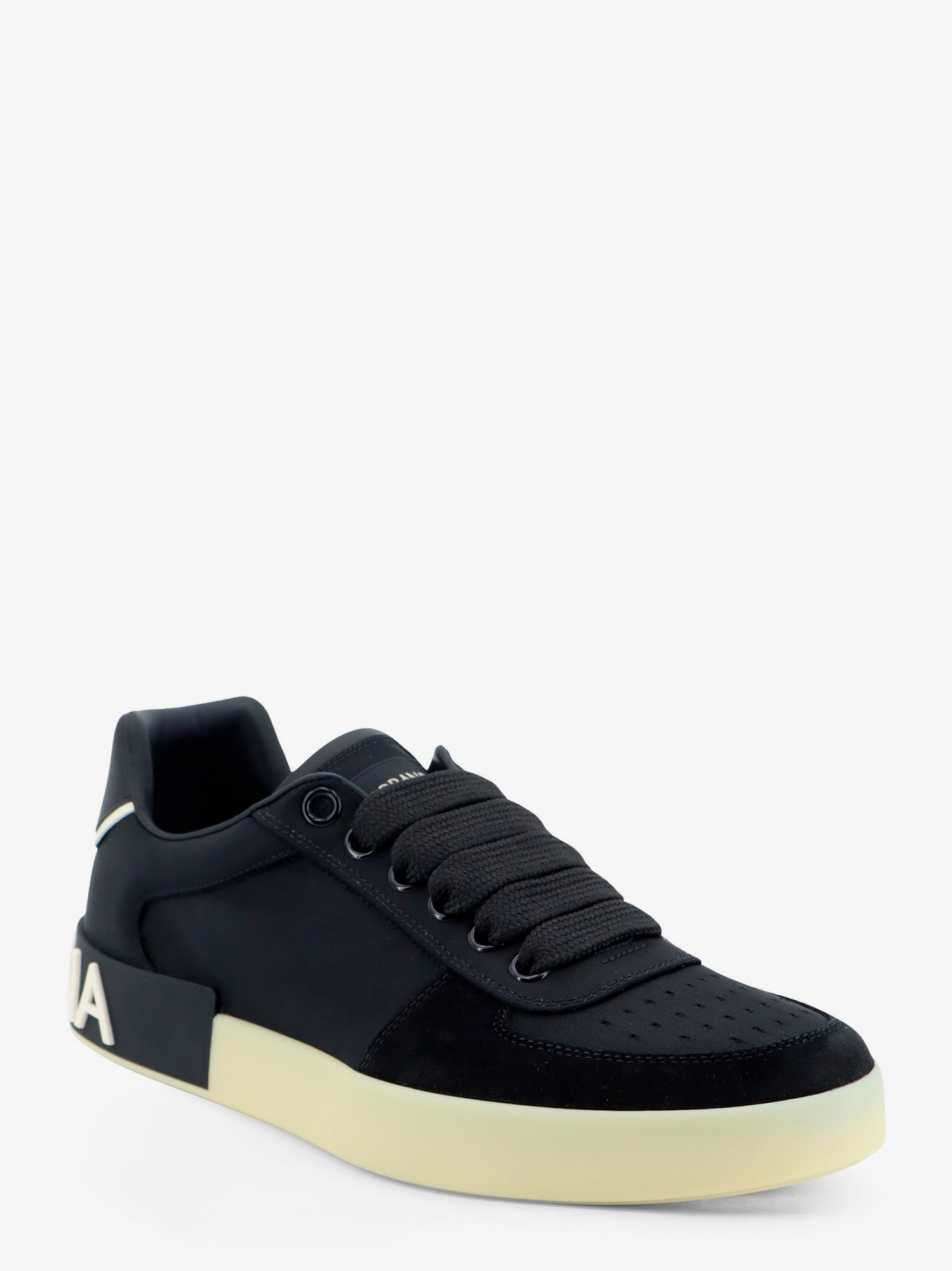 Dolce & Gabbana Men Nylon And Suede Sneakers With Back Lettering Logo DOLCE & GABBANA