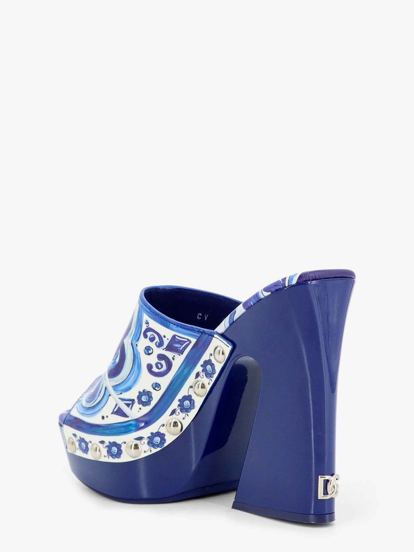 Dolce & Gabbana Women Maiolica Print Shiny Leather Sandals DOLCE & GABBANA