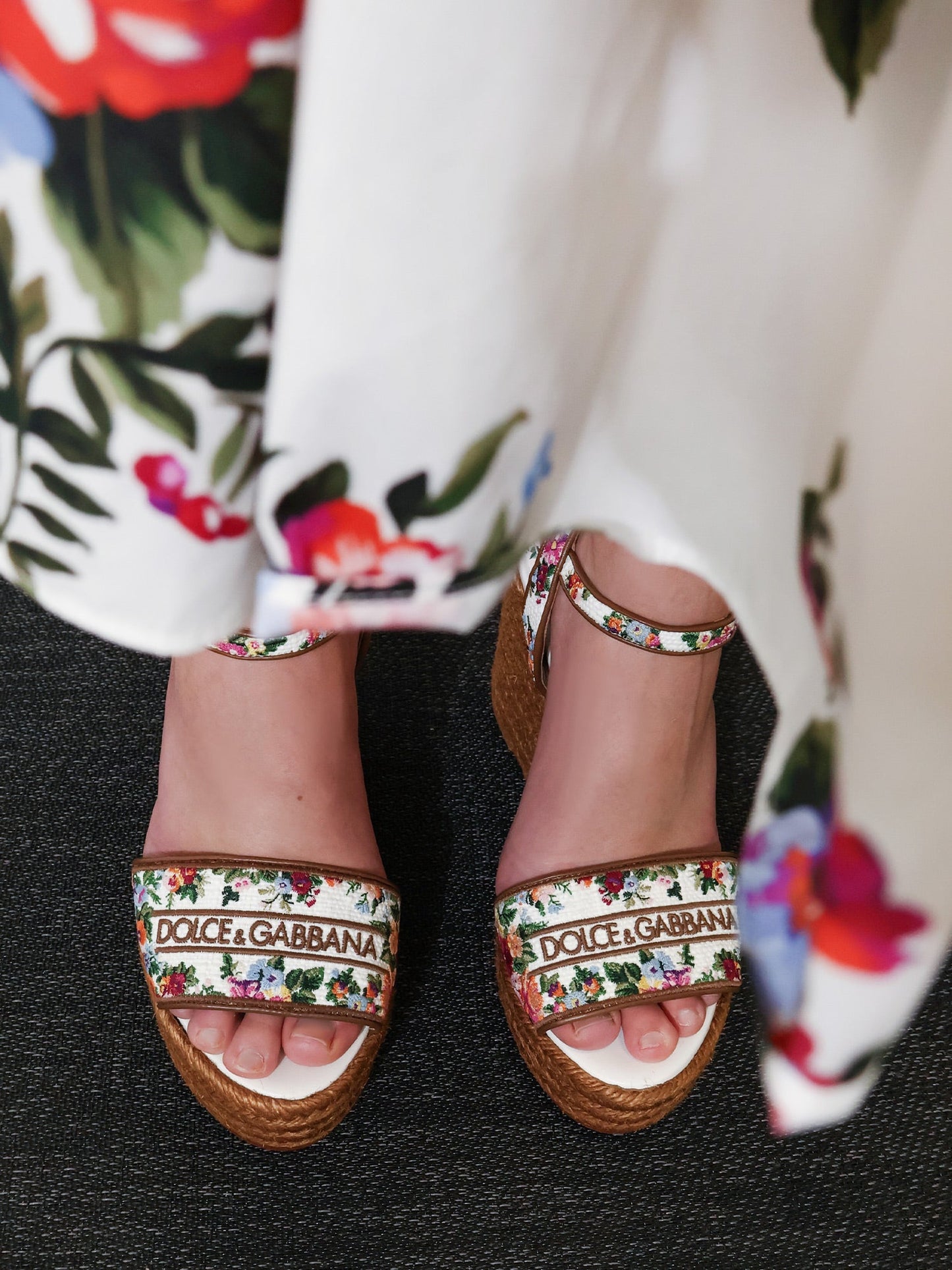 Dolce & Gabbana Women Raffia Sandals With Floral Embroidery DOLCE & GABBANA