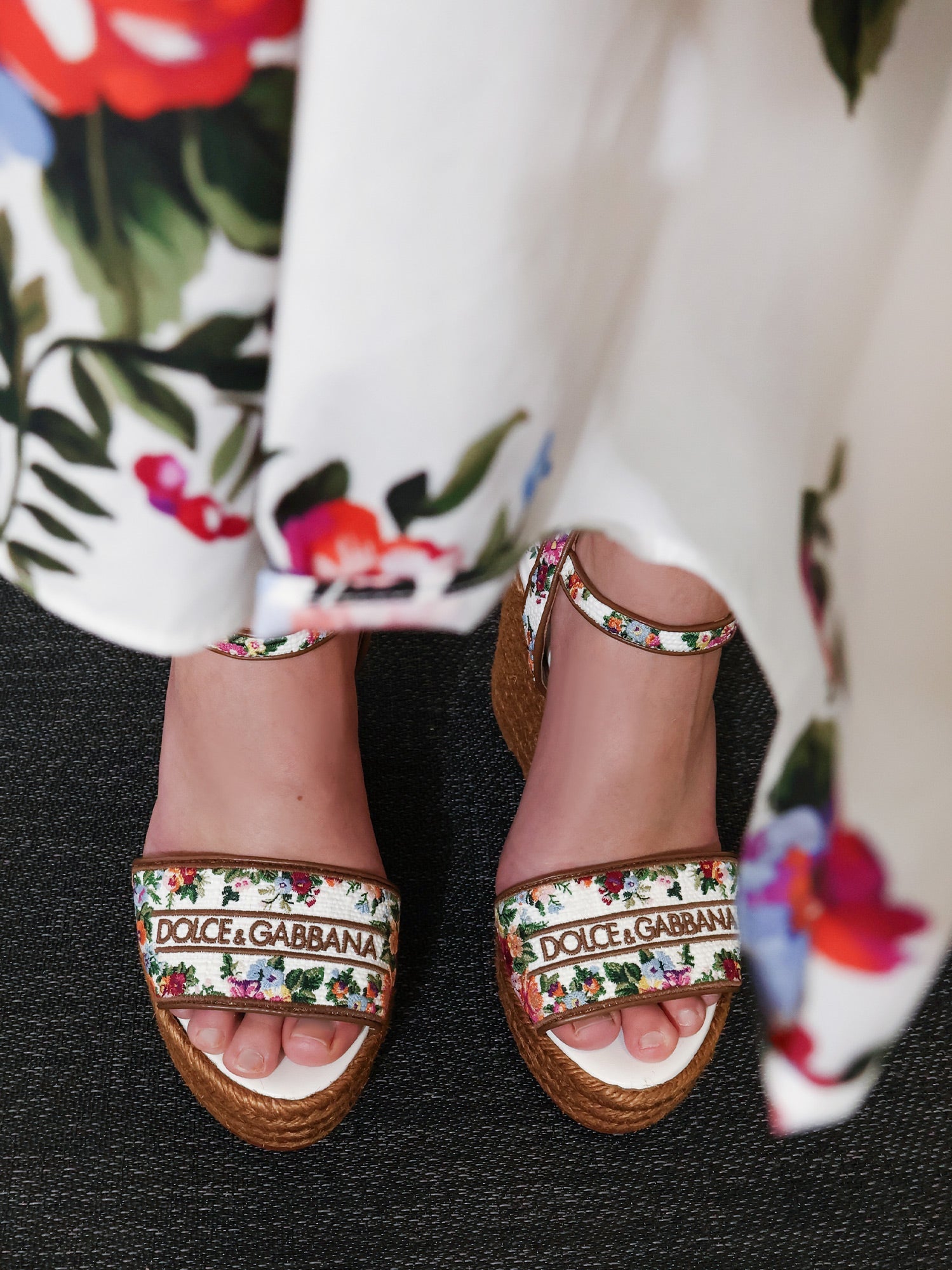 Dolce & Gabbana Women Raffia Sandals With Floral Embroidery DOLCE & GABBANA