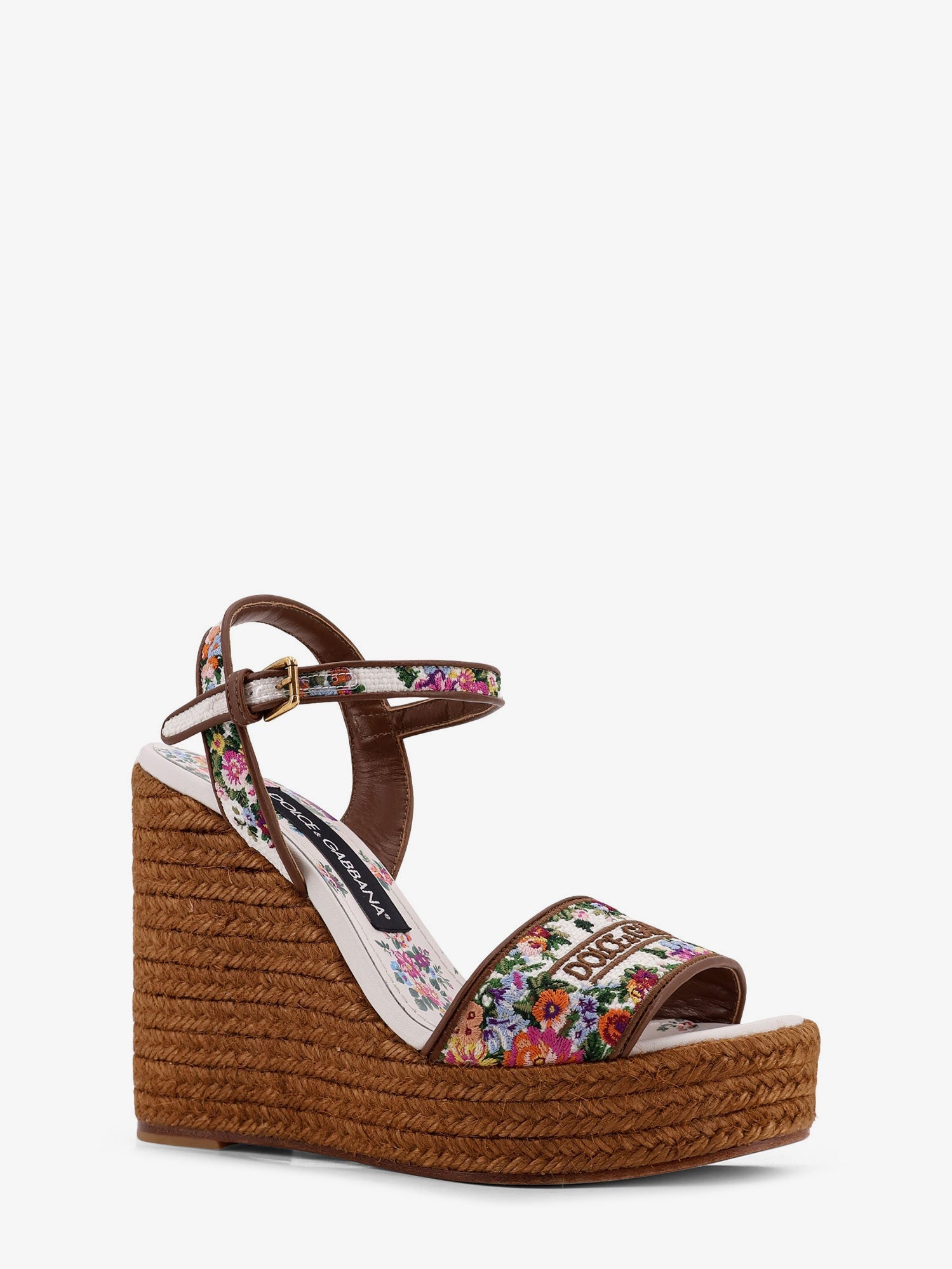 Dolce & Gabbana Women Raffia Sandals With Floral Embroidery DOLCE & GABBANA