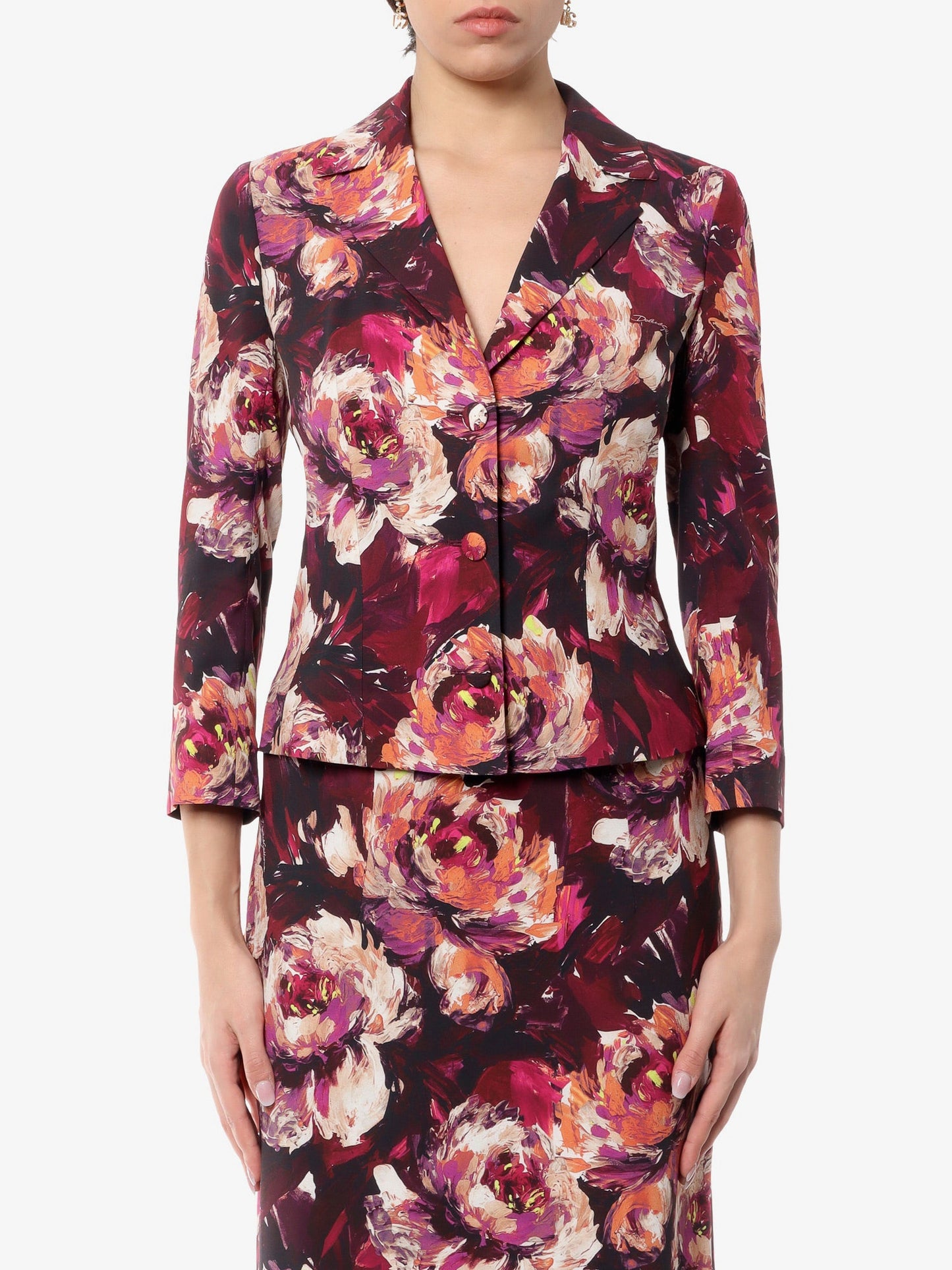 Dolce & Gabbana Women Cady Blazer With Peonie Flower Print DOLCE & GABBANA