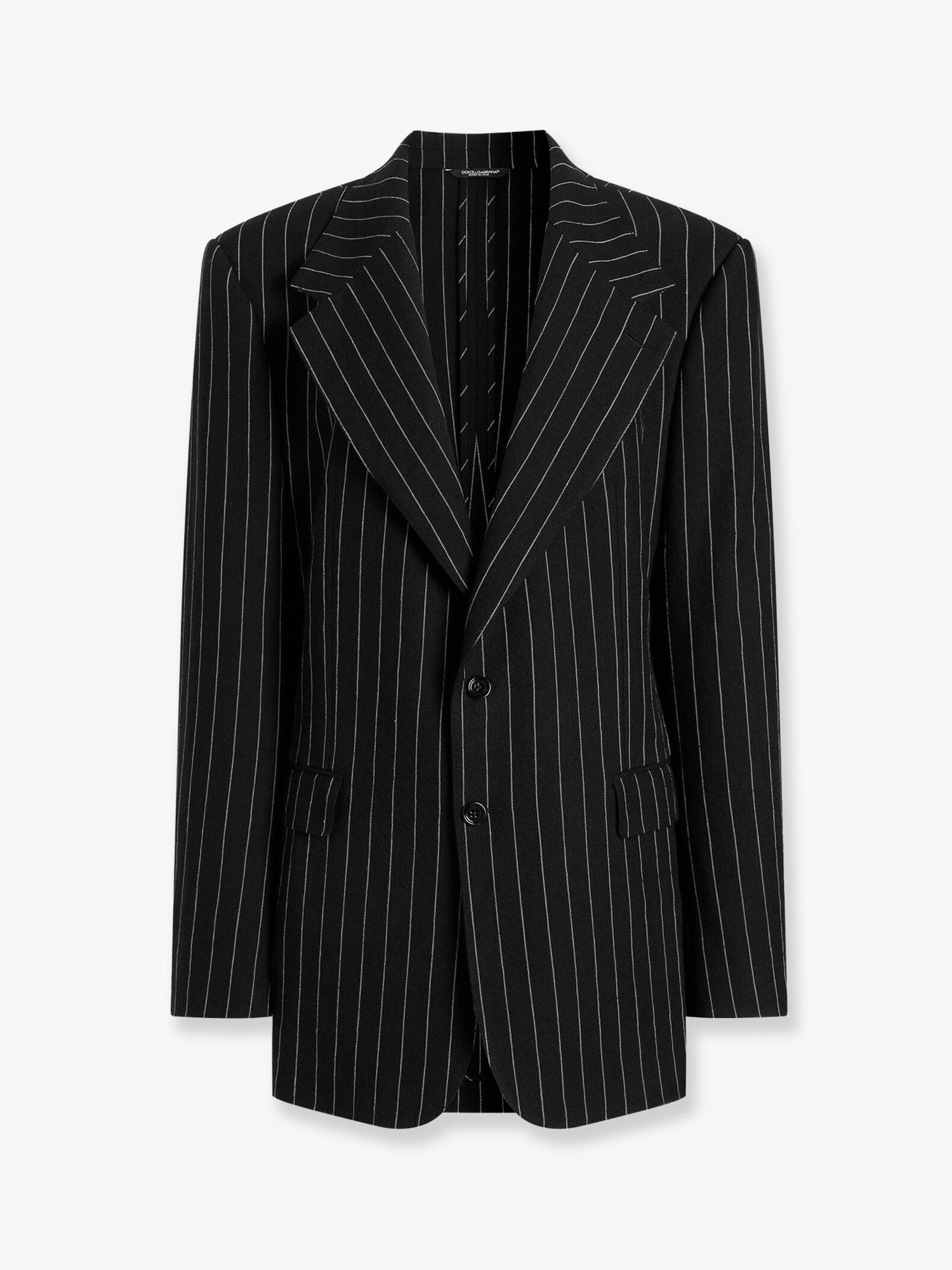 Dolce & Gabbana Women Sicilia Wool And Linen Blend Blazer With Pinstripe Pattern DOLCE & GABBANA