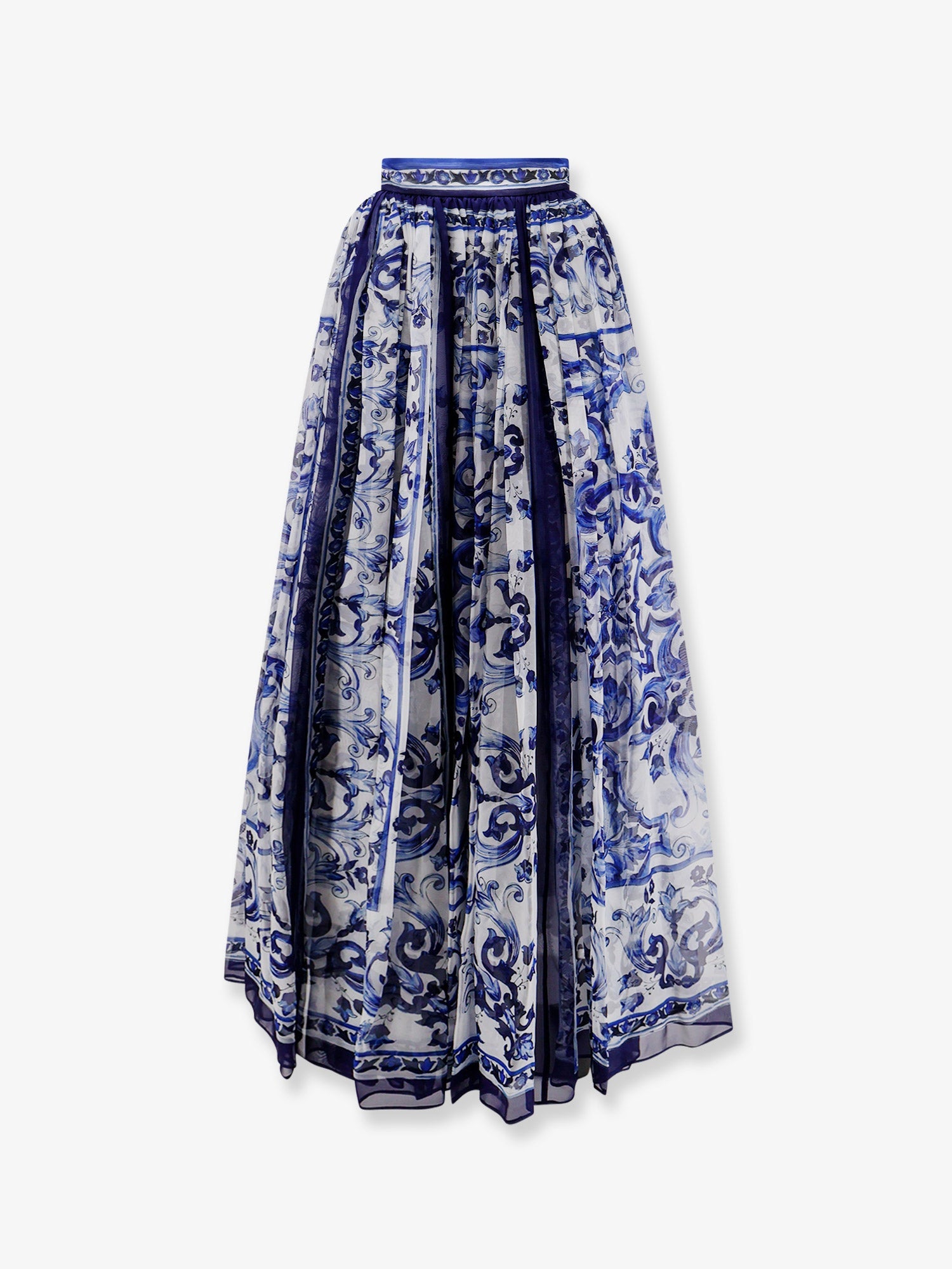 Dolce & Gabbana Women Silk Skirt With Maiolica Print DOLCE & GABBANA